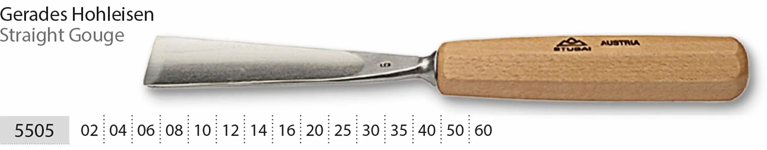 Stubai 550540 Dłuto do rzeźbienia w drewnie, typ 5, szary/beżowy, 40 mm
