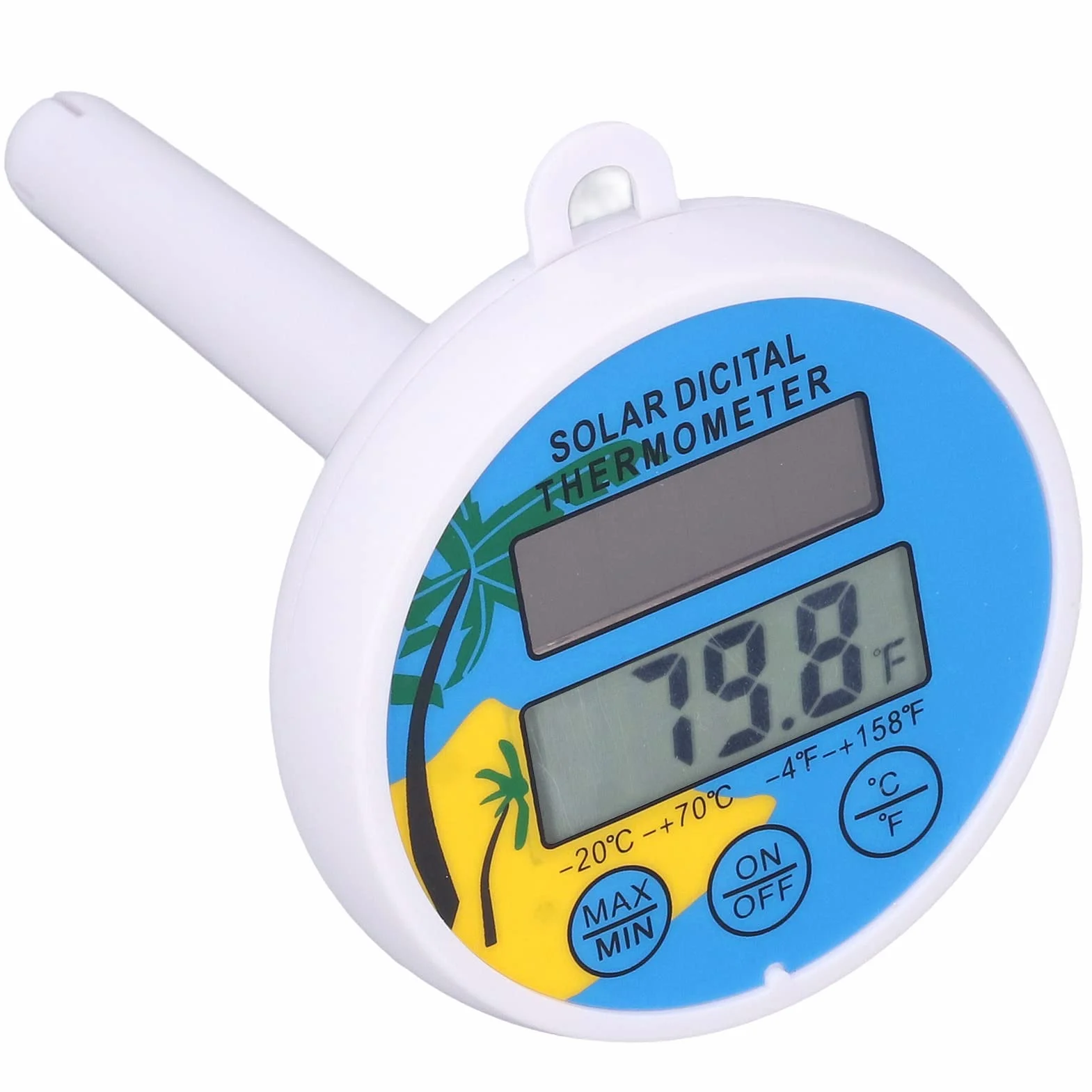 Cyfrowy Termometr Basenowy i Spa Słoneczny Wyświetlacz Min Max Temperatury Wody LCD