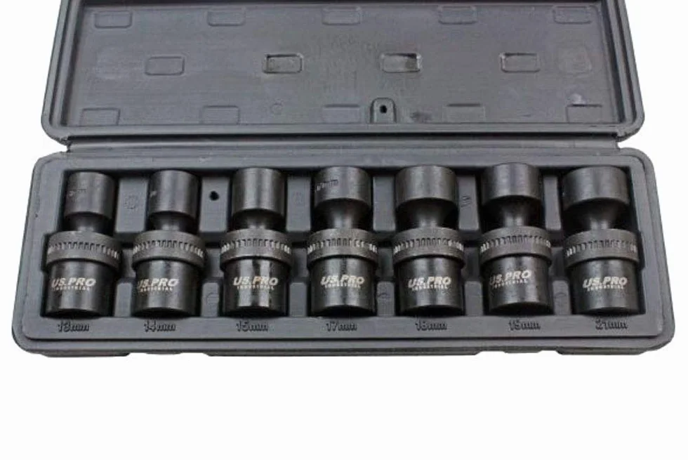 US PRO Przemysłowa 7 sztuk 1/2" DR 6-punktowe obrotowe końcówki udarowe 13-21 mm 3429