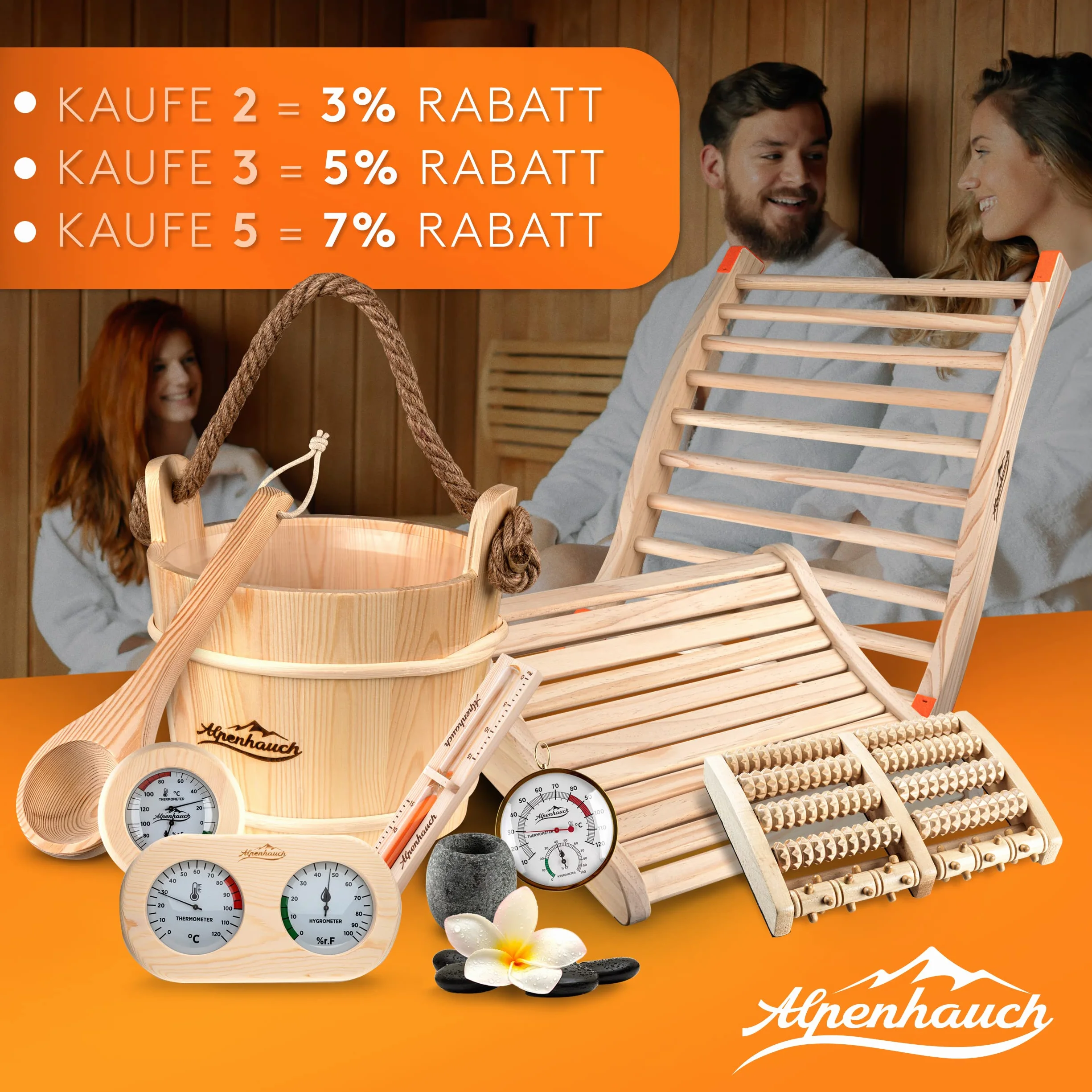 ALPENHAUCH Klepsydra do sauny 15 minut naturalne drewno szkło bezpieczne obracany 360°