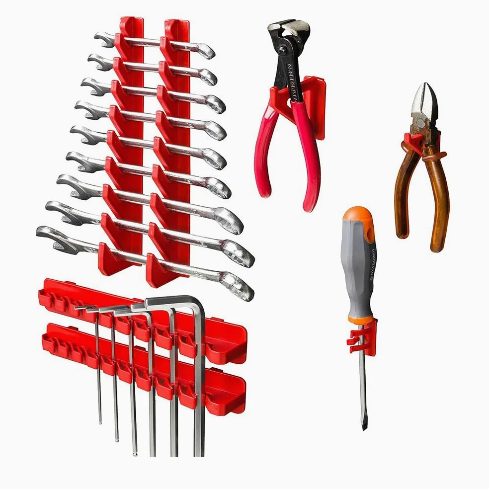 Tools regał ścienny, montowany na ścianie, regał narzędziowy, 28 pudełek do układania w stos, system przechowywania, wielofunkcyjny, bardzo mocna płyta ścienna do warsztatu, garażu