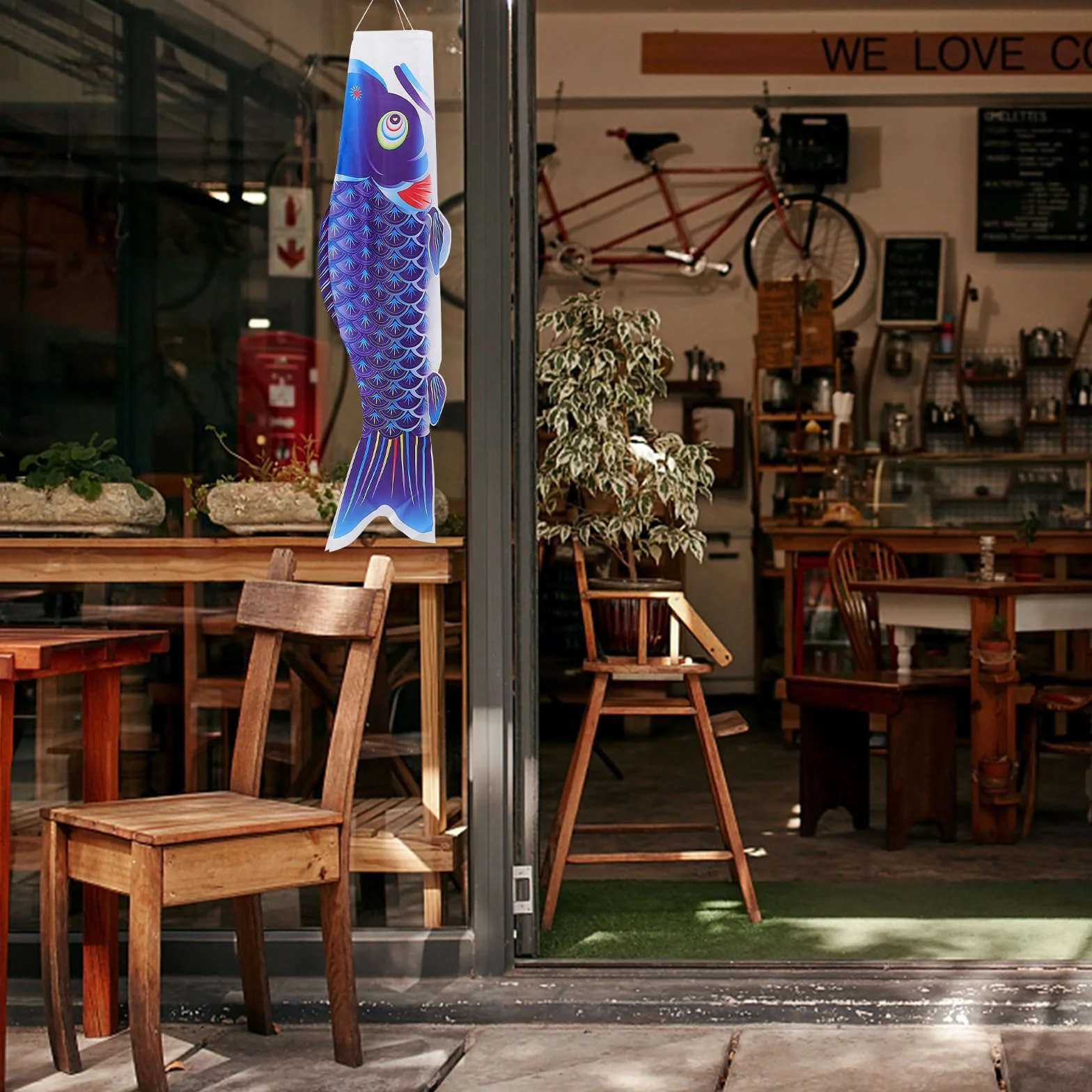 UPKOCH Japoński Air Handle Karp Ryby D Złoty Wiatr Streamer Ryby Latawiec Flaga Koinobori Wiszące Dekoracje na Łódź Festiwal Ogród Sushi Bar Izakaya Pokój Niebieski 1