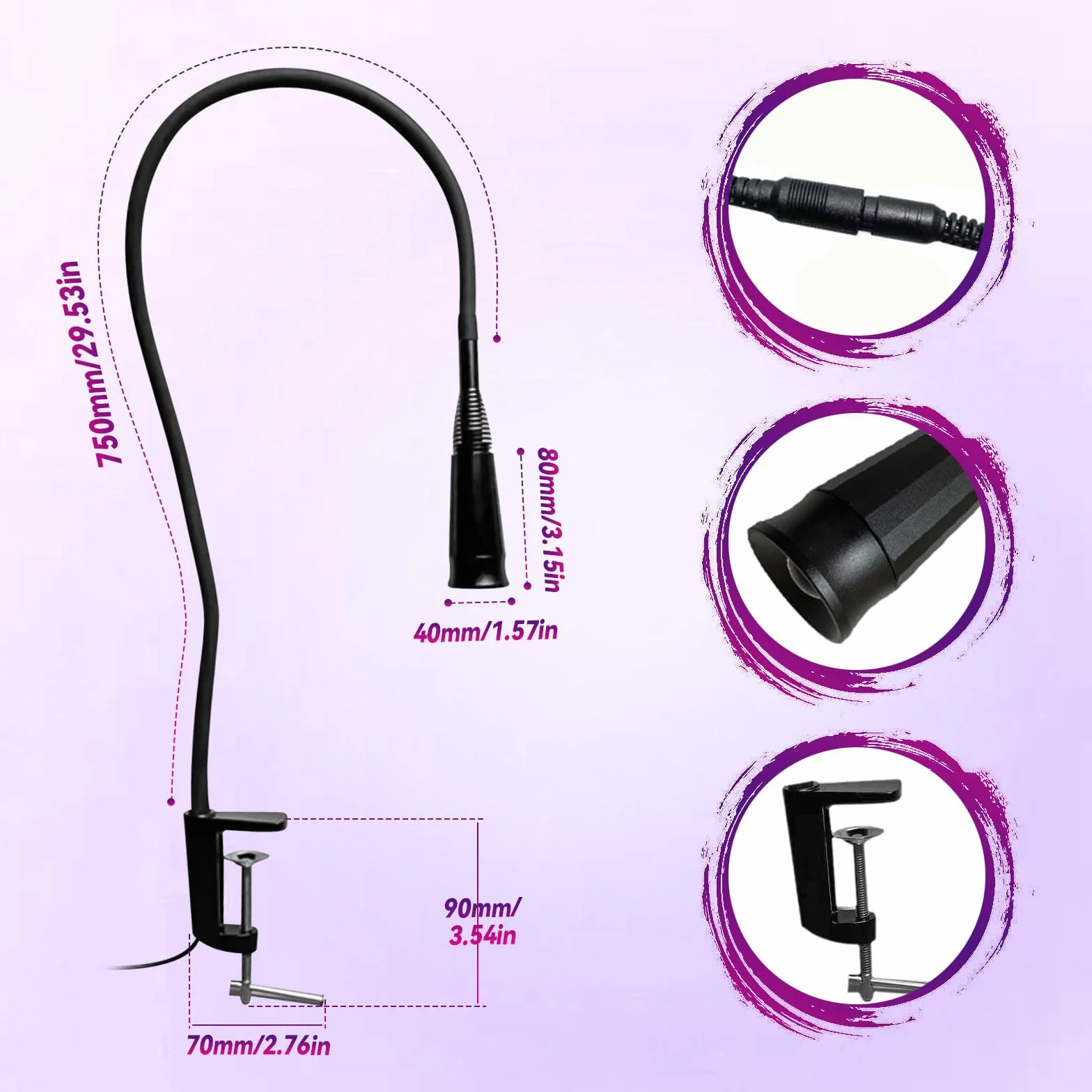Lampa UV do rzęs 10W LED szybkie utwardzanie regulowany rozmiar punktu okulary ochronne przełącznik nożny czarna