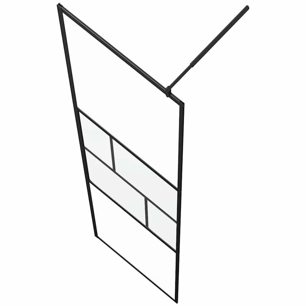 Ścianka prysznicowa Walk-in czarna ze szkła ESG i aluminium, 90 x 195 x 0,5 cm, bez ramy, bez barier, oszczędność miejsca, ochrona przed pryskaniem, do łazienki i pomieszczeń mokrych