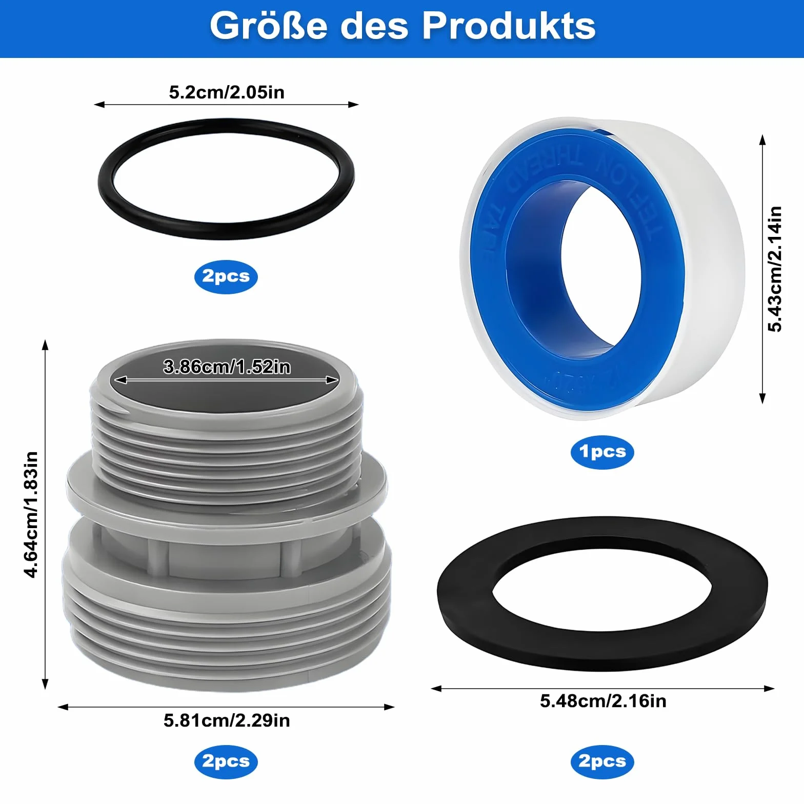 Adapter do węża basenowego 40 mm 1 1/2 cala zestaw 2 sztuki
