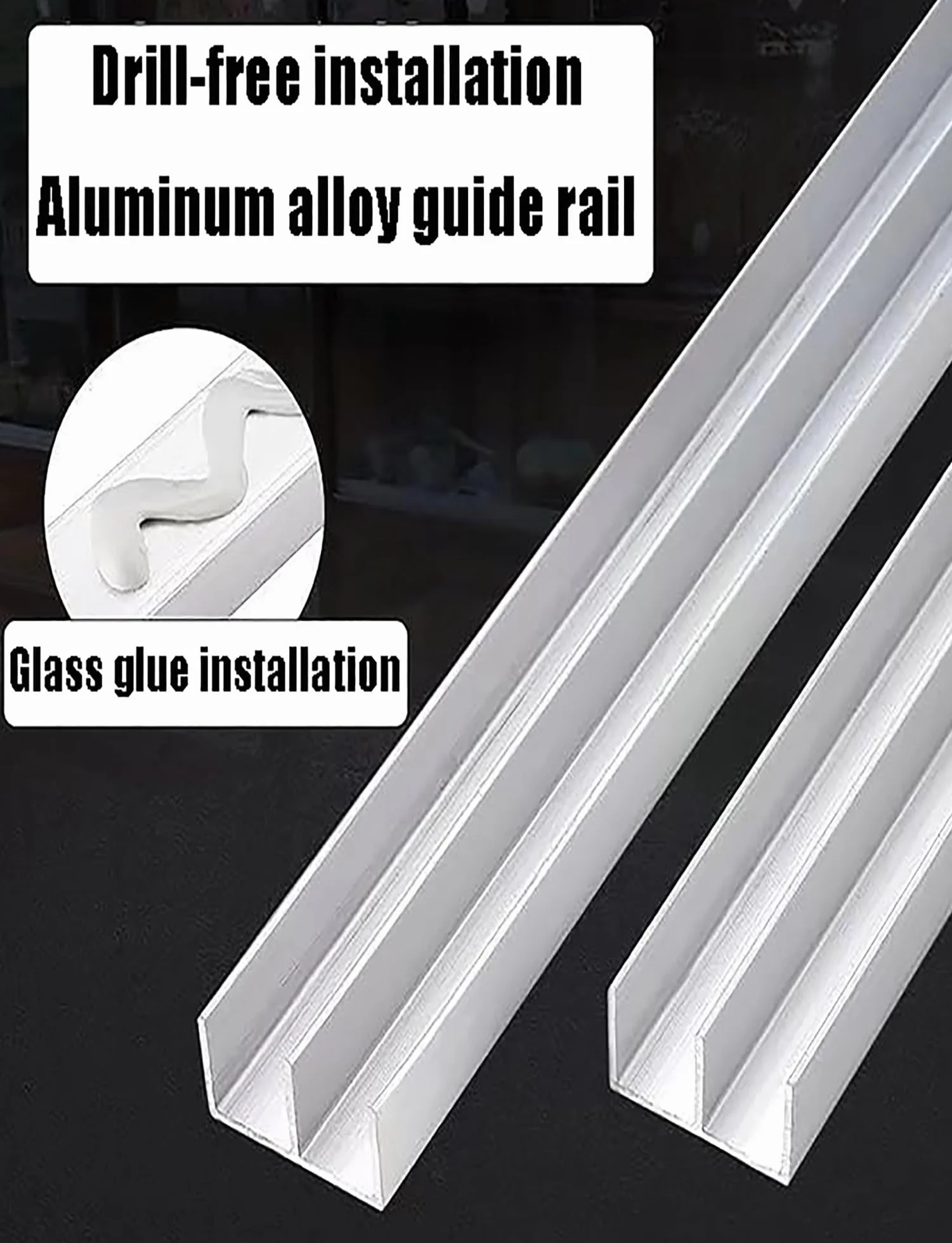 Szyna do drzwi przesuwnych ze szkła akrylowego, pogrubiona podwójna szyna do szkła 5-8 mm, akcesoria do kół szynowych ze stopu aluminium do witryn wystawowych