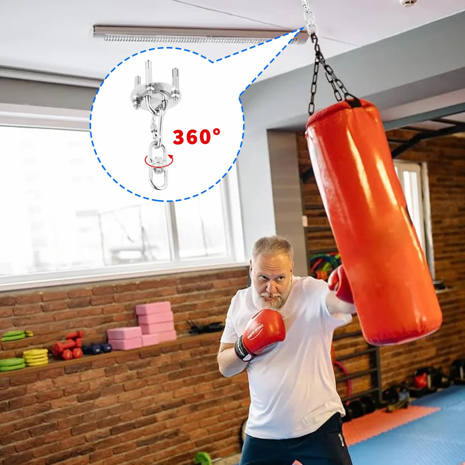 Uchwyt do worka bokserskiego, hak sufitowy o dużej wytrzymałości ze stali nierdzewnej 304, mocowanie sufitowe do worka bokserskiego, hak do huśtawki 450 kg