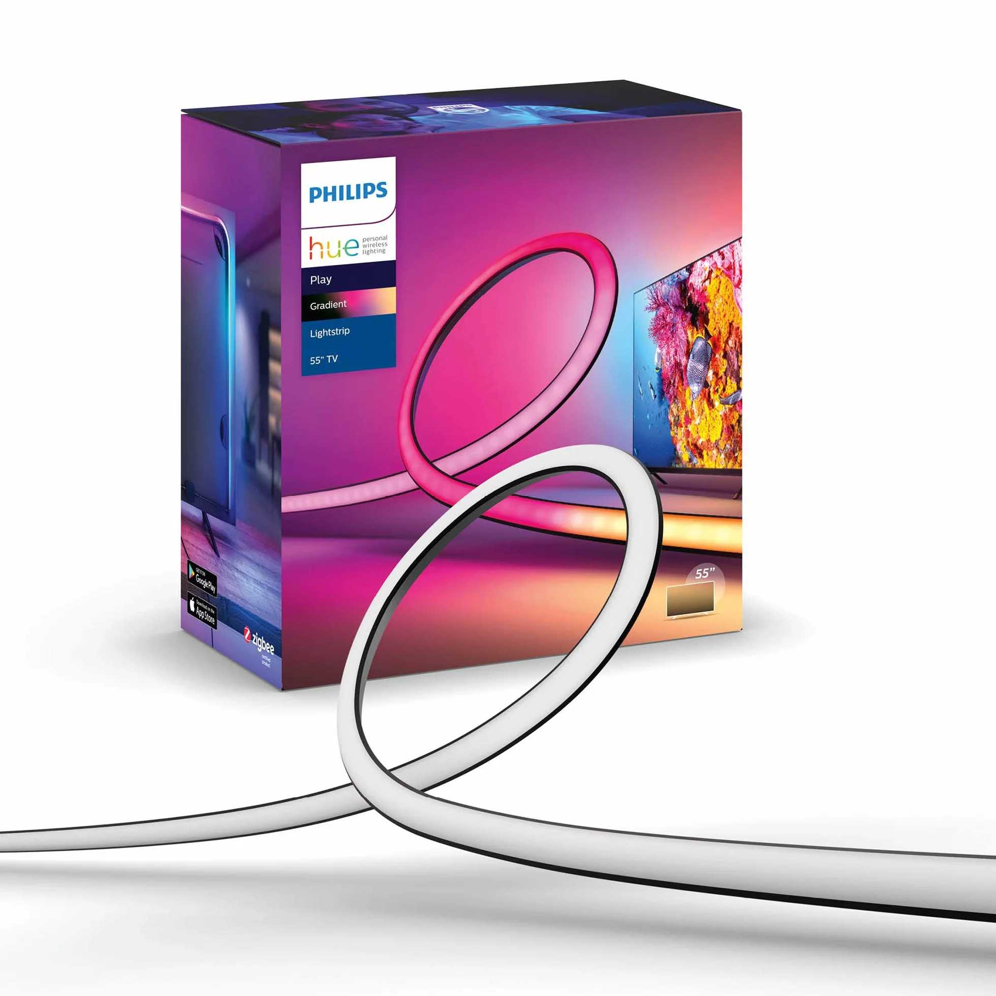 Philips Hue Play Taśma LED, 75 cali, Gradient Taśma LEDowa z 16mln Kolorów, Smart LED do Podświetlenia TV i Gamingu