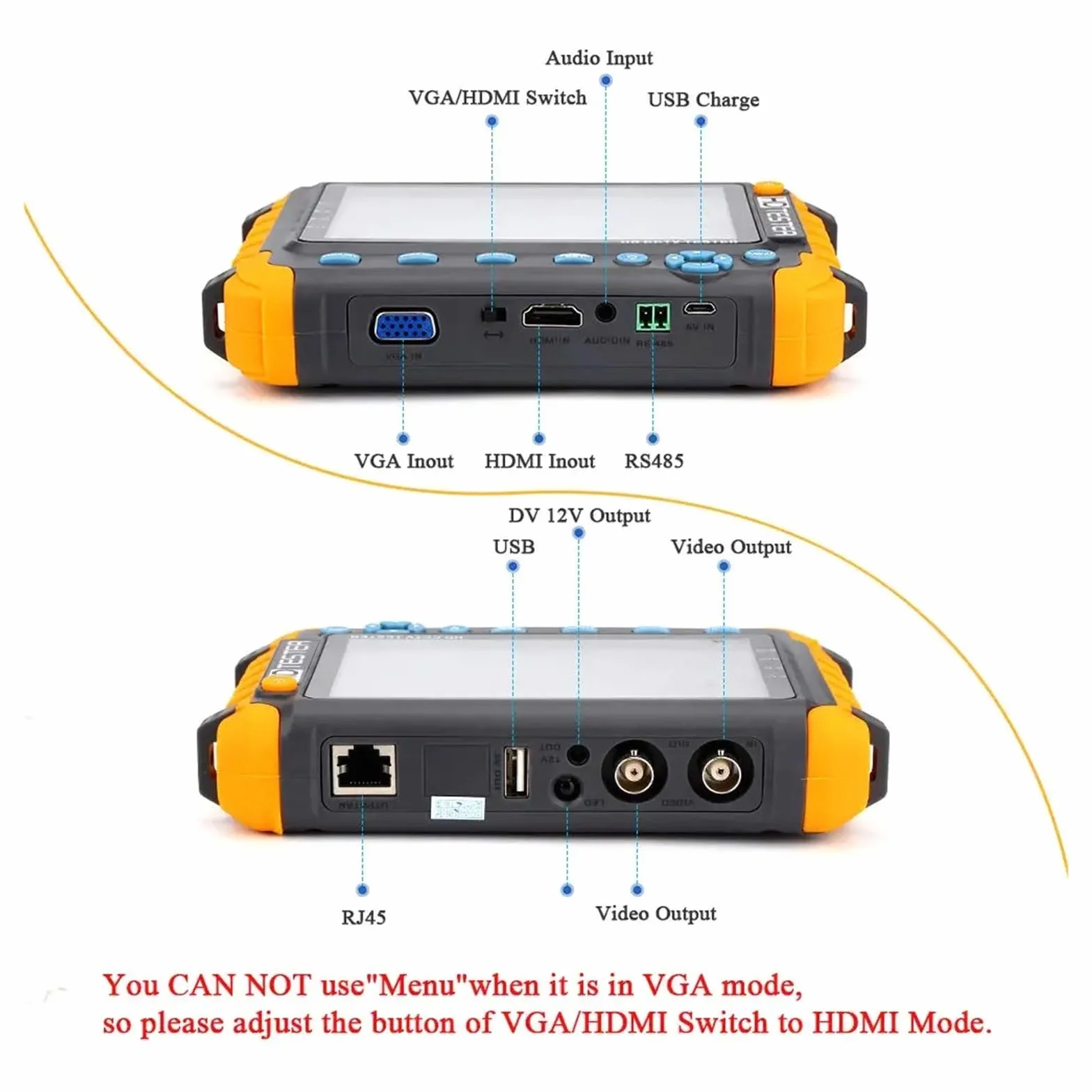 Tester CCTV, Przenośny Tester CCTV IV8W 8MP AHD/CVI/TVI Mini Monitor kamer wejścia VGA Kabel wideo bezpieczeństwa(IV7W)