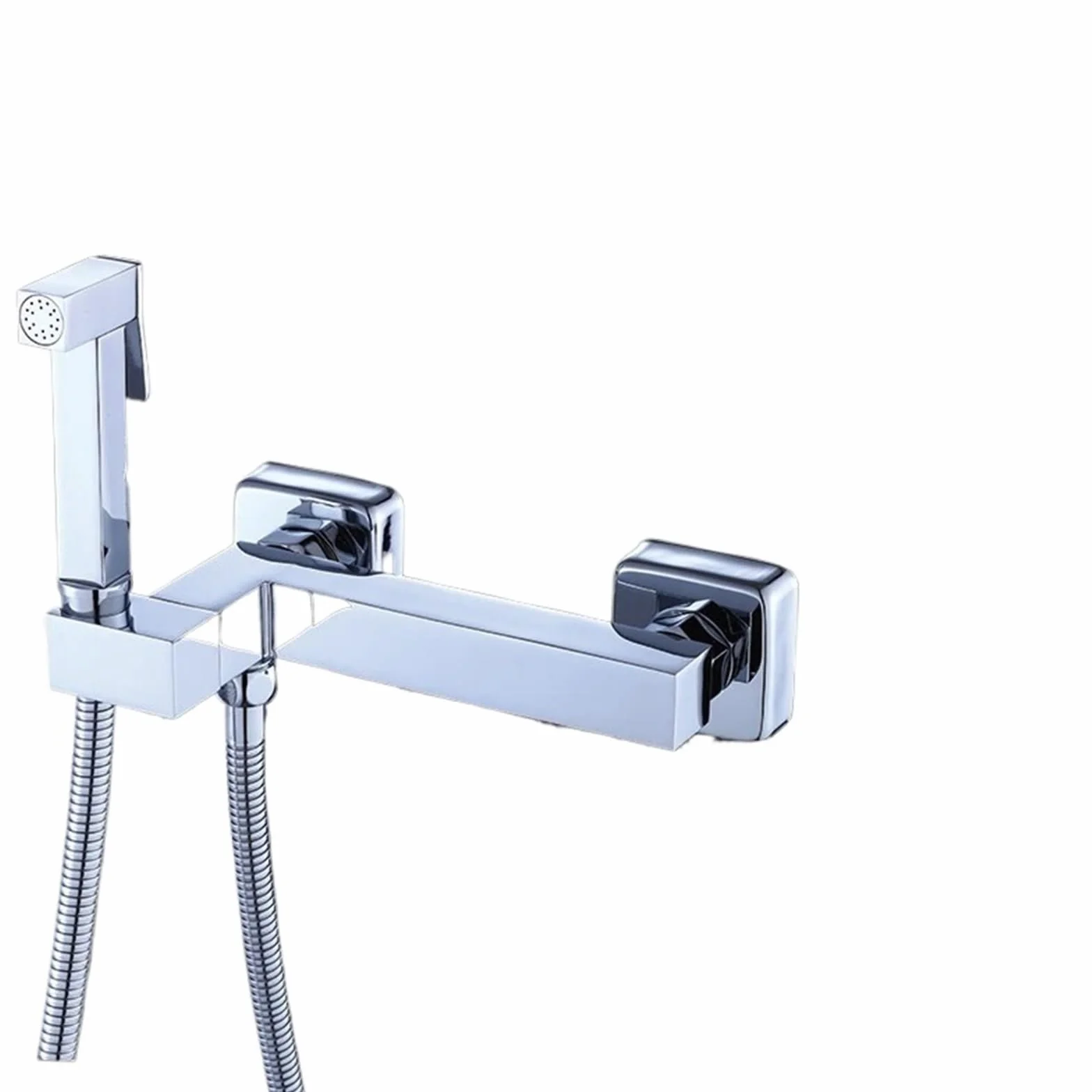 Bidety kwadratowy mosiądz chromowany bidet bateria toaletowa prysznic przenośny opryskiwacz zestaw ciepłej i zimnej wody kran higieniczny prysznic (BR-3316316C)
