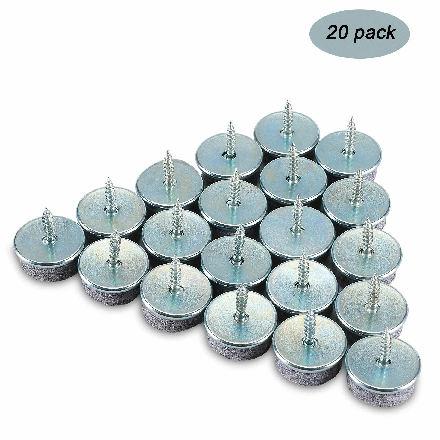 Incutex 20x Podkładki Filcowe do Nóg Krzeseł, Okrągłe Ślizgacze do Podłogi, Ochrona Podłogi, Ślizgacze Meblowe Ø 22mm, Szare