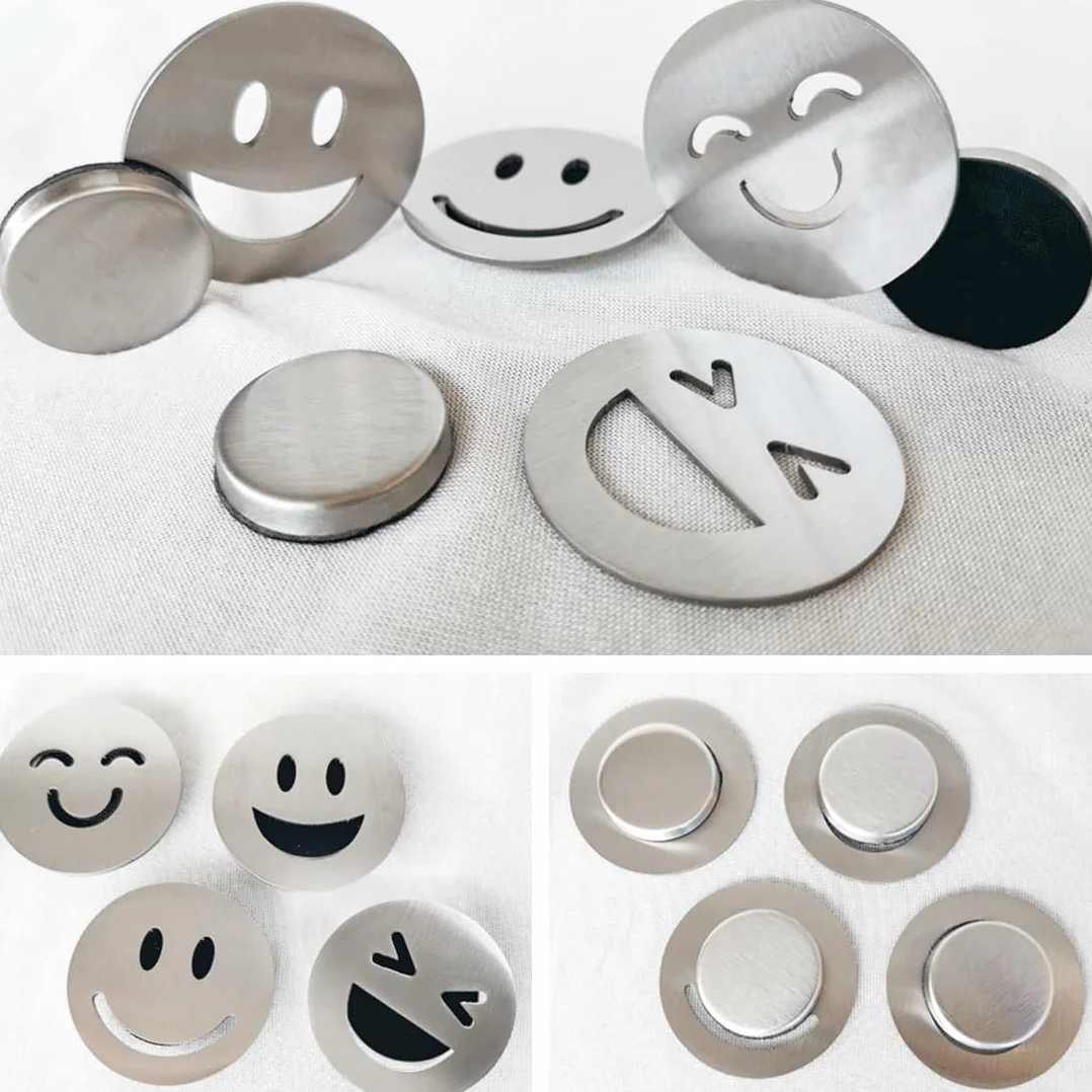Augesak 8 sztuk obciążników do obrusów, magnesów, Smiley, obciążniki do firanek, obrusów, ze stali nierdzewnej, bardzo ciężkie, do zasłon, zasłony prysznicowej, białej tablicy, lodówki, 8 sztuk