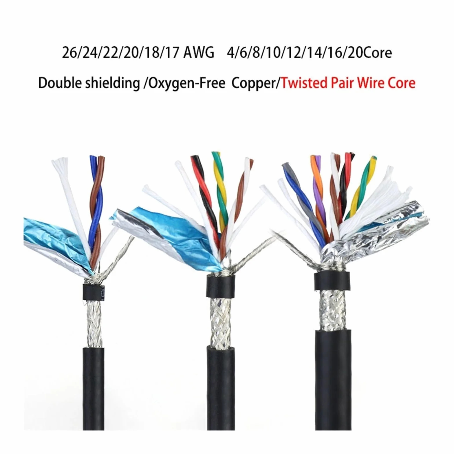 TRVVPS kabel ekranowany STP skrętka | Izolowany kabel sterujący sygnałem CNC od 2 do 20 rdzeni 17-26AWG (10Meters,2CORES_20 AWG 0.5MM2)