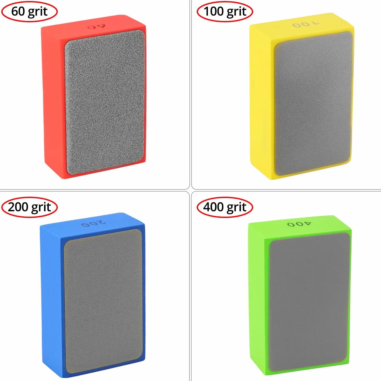 QWORK® Zestaw 4 podkładek polerskich do ręcznego polerowania, ziarnistość 60#, 100#, 200#, 400#, do płytek, granitu, marmuru, ceramiki