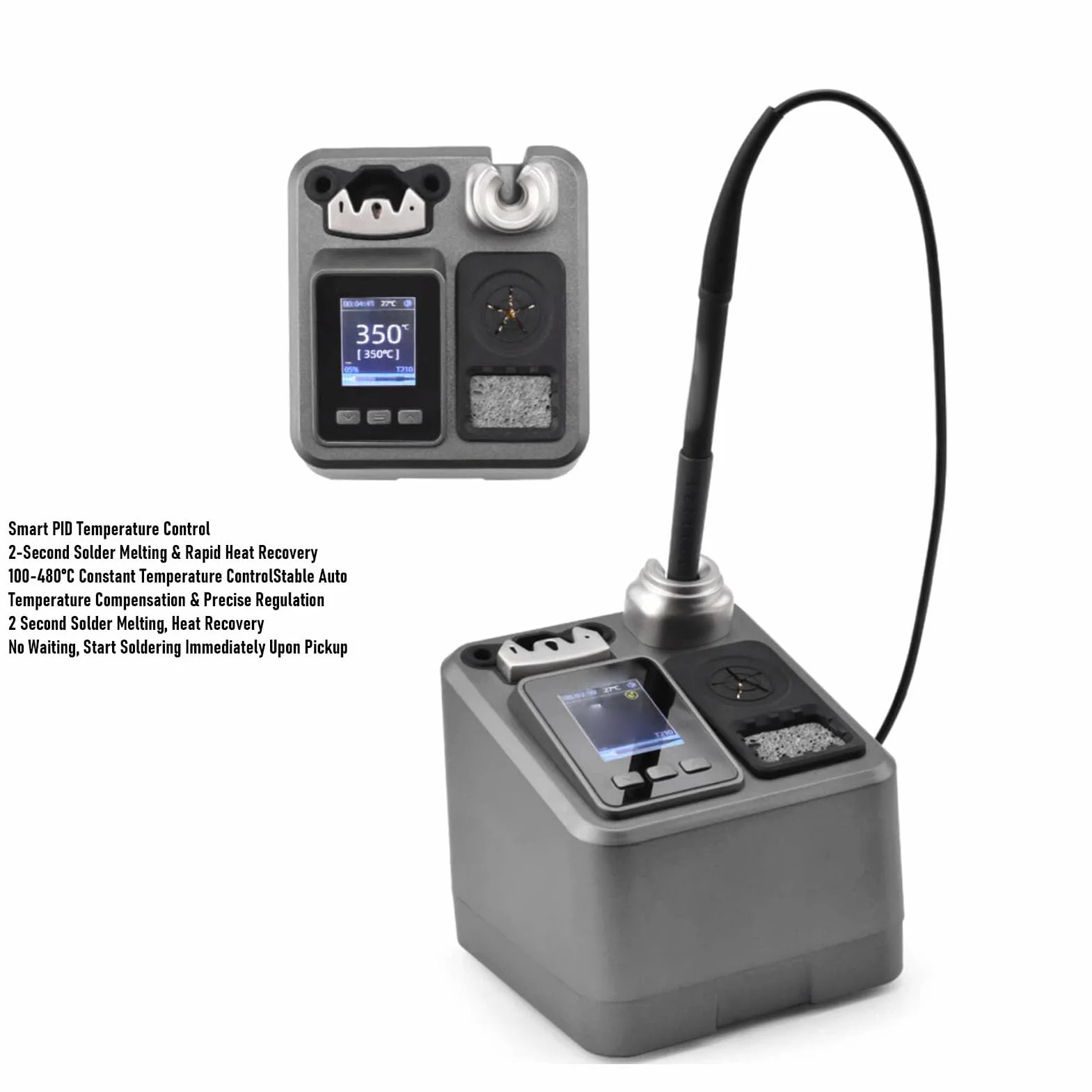 Tosuny Cyfrowa Stacja Lutownicza LCD 120W | Kontrola Temperatury PID Szybkie Nagrzewanie Automatyczne Uśpienie, Antystatyczne z Wbudowanym Transformatorem do Lutowania (wtyczka UE)