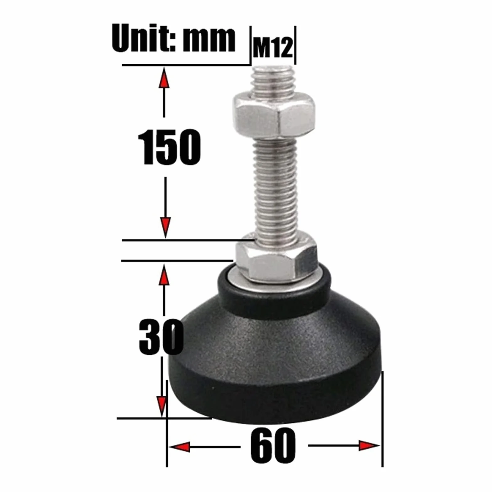 4 szt. Stopki poziomujące, nylonowe okrągłe dno + gumowa okrągła antypoślizgowa poduszka dolna nóżka do mebli, DIY mechaniczna prostownica do nóg, ochraniacz na podłogę, podstawa 60 MM
