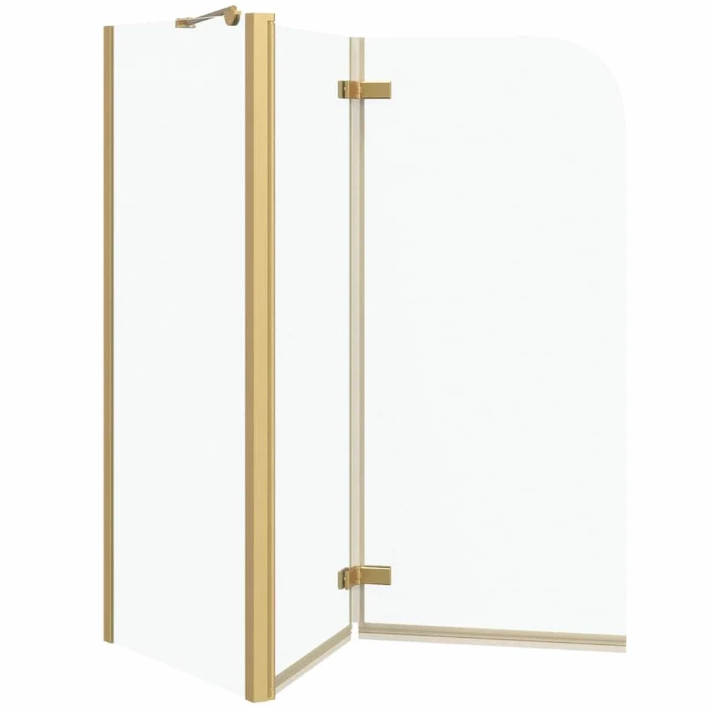 Nowoczesna kabina prysznicowa wanna 120 x 68 x 130 cm ze szkła bezpiecznego z aluminiową ramą, regulowana w zakresie 61,5-67 cm, kolor złoty