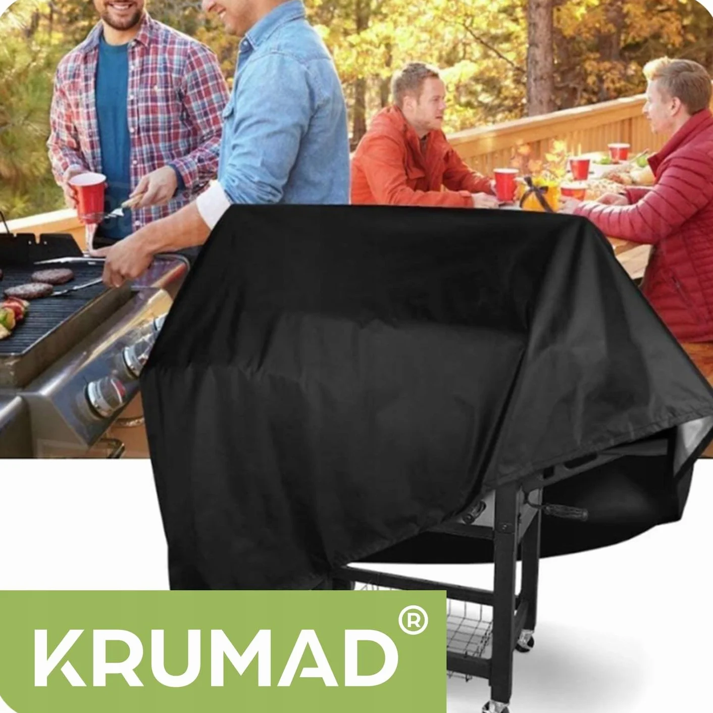 KRUMAD Pokrowiec na grill wodoodporny 145x61x117 cm czarny