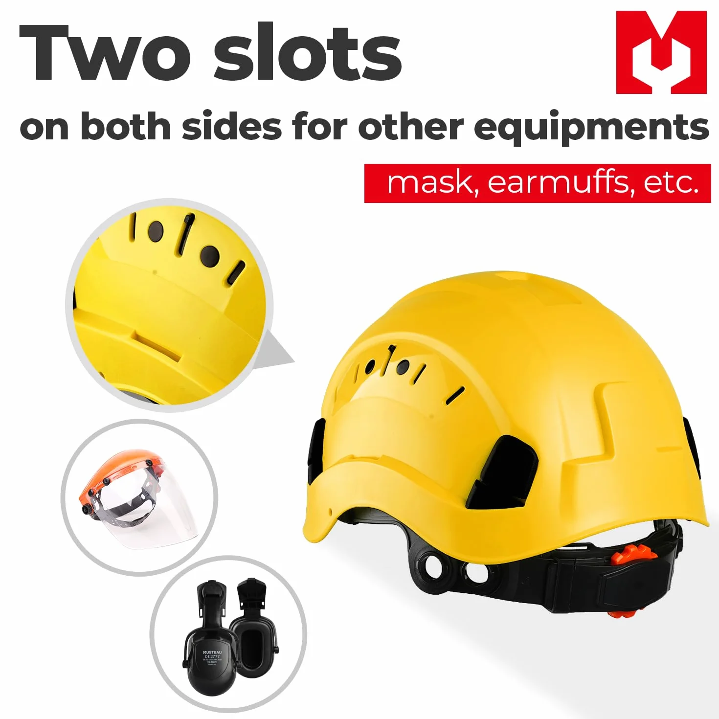 Twardy kask budowlany z przeciwmgielnymi okularami ochronnymi z grzechotką 53-63 cm do rusztowań, budownictwa i handlowców EN 397