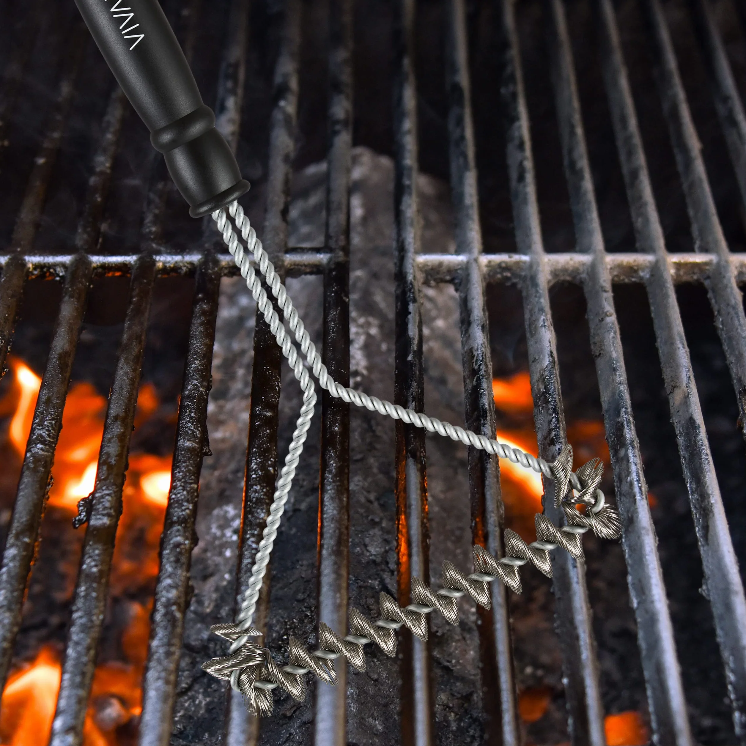 Szczotka do grilla ze stali nierdzewnej: szczotka do czyszczenia rusztu grilla ze stali nierdzewnej OVERGRILL do grilla gazowego, elektrycznego i węglowego