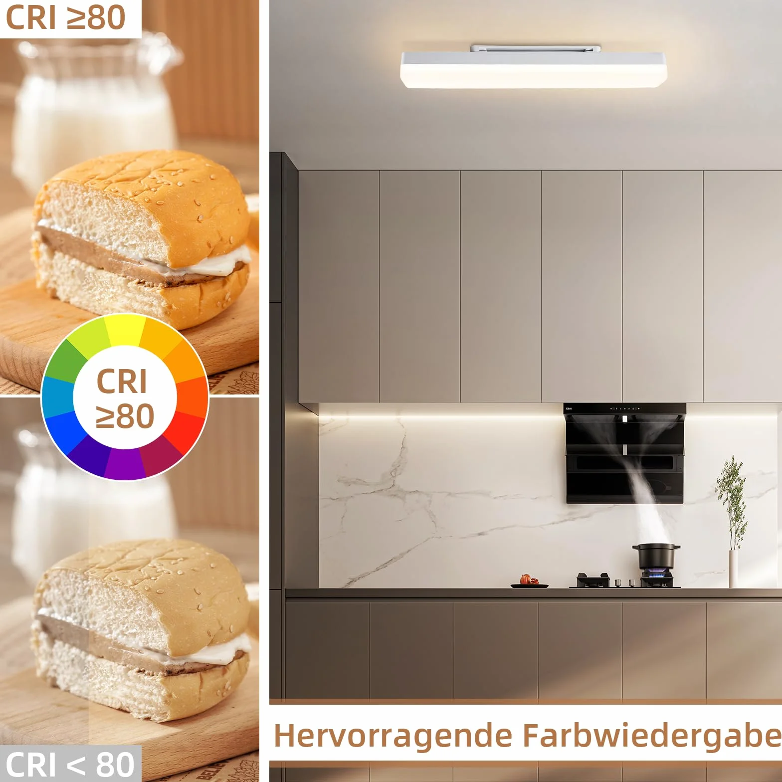 CBJKTX lampa sufitowa led 40cm oświetlenie sufitowe 18W ‎1620LM IP20 oprawa odporna na wilgoć led IP66 lampa łaty led naturalna biel 4000K do garażu warsztatowe biura sklepu pomieszczeń