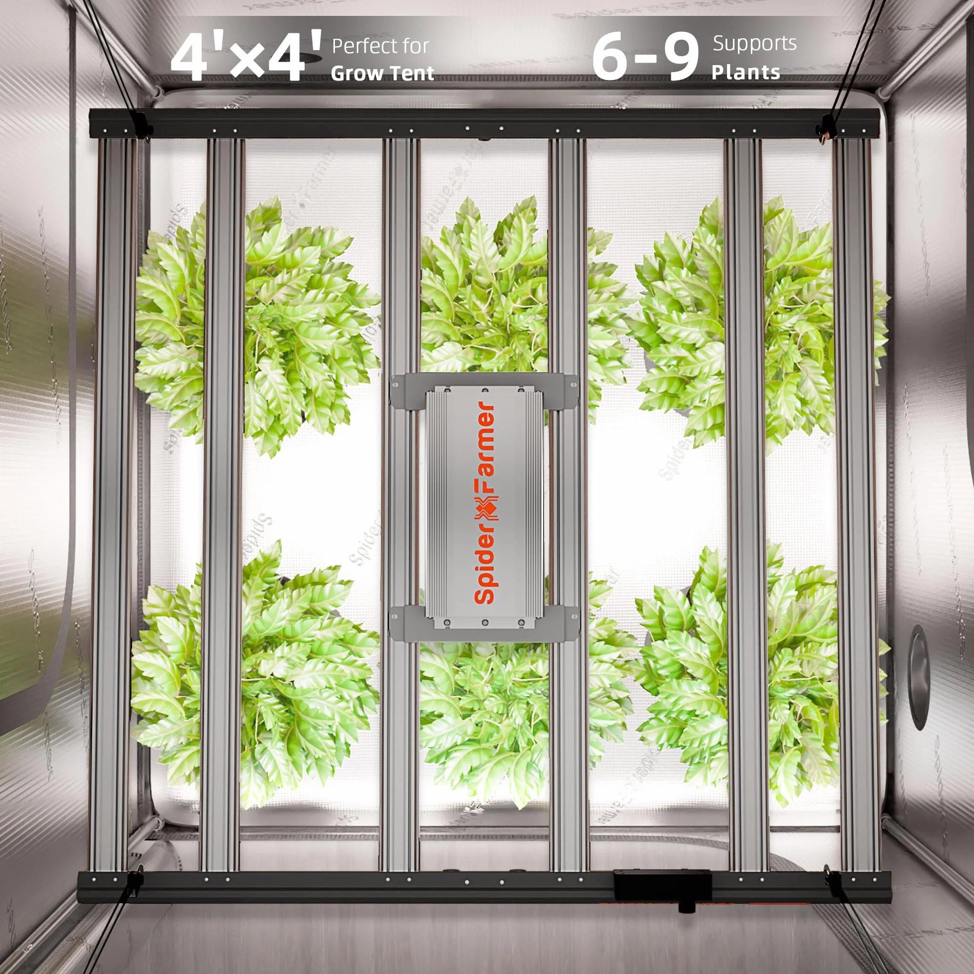 Spider Farmer G5000 LED Grow Lampe 480W mit 1680pcs Dioden LED Pflanzenlampe Vollspektrum Grow Light Dimmbare Daisy Chain Wachstumslampe für Gemüse Blume 120x120CM Abdeckung 2,8 μmol/J