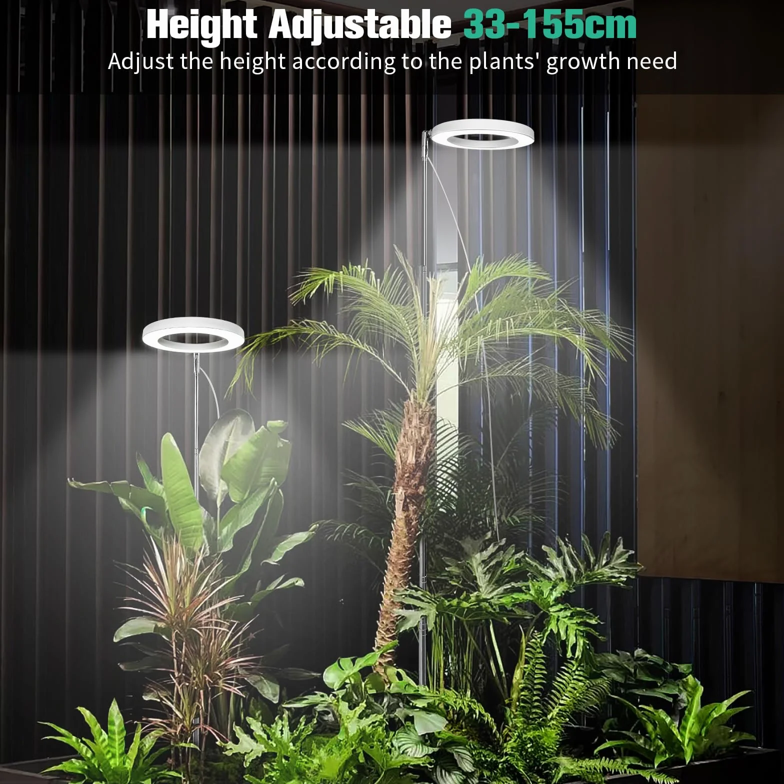 Lampa do uprawy roślin LED 155 cm pełne spektrum z timerem 10 poziomów jasności