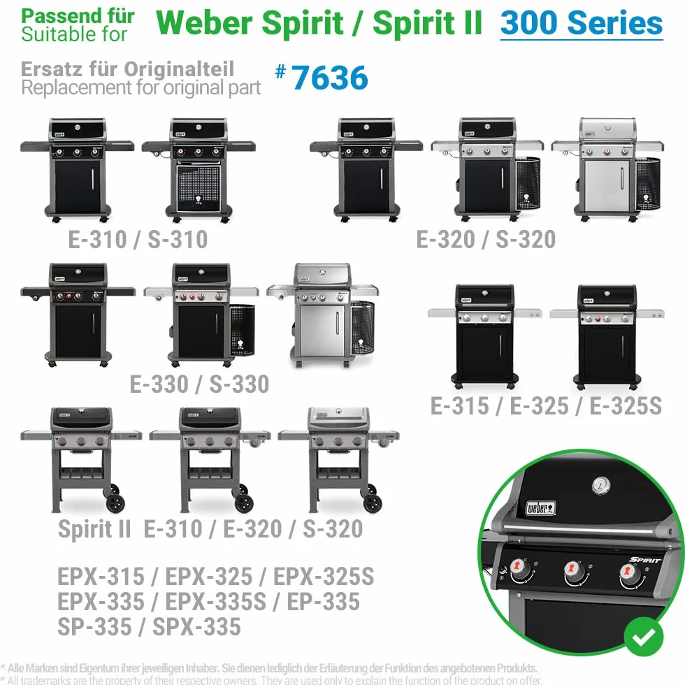Ecooe V2A szyny aromatyzujące ze stali nierdzewnej do Weber Spirit 300 (5 sztuk)