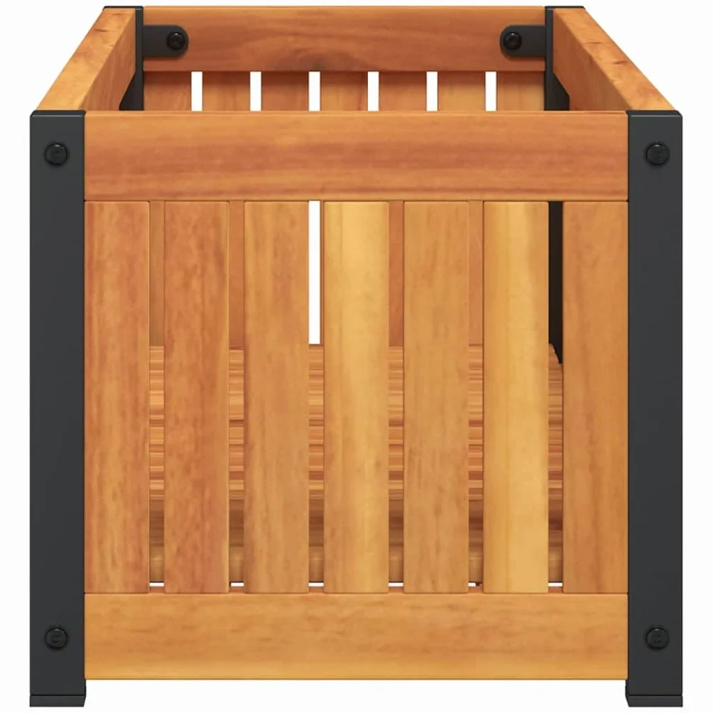 vidaXL Donica ogrodowa, 80x30x27,5 cm, lite drewno akacjowe i stal