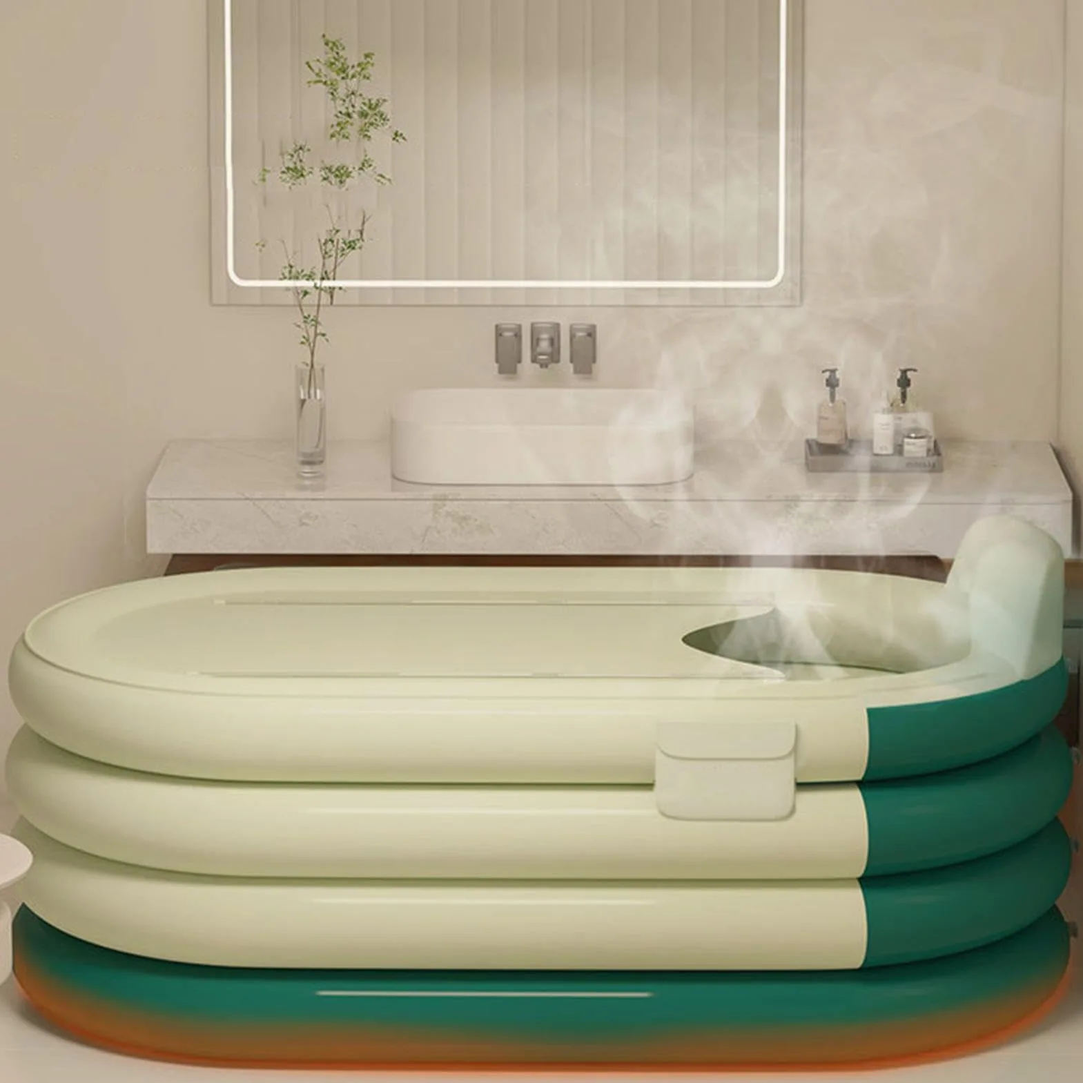 Dmuchana Wanna pod Prysznic Z Pompą Nożną Do Pełnego Mycia Ciała | Wanna Dmuchana pod Prysznic Do Relaksu w SPA, Regeneracji Organizmu – Idealna do Mieszkania, Domu, Hotelu,