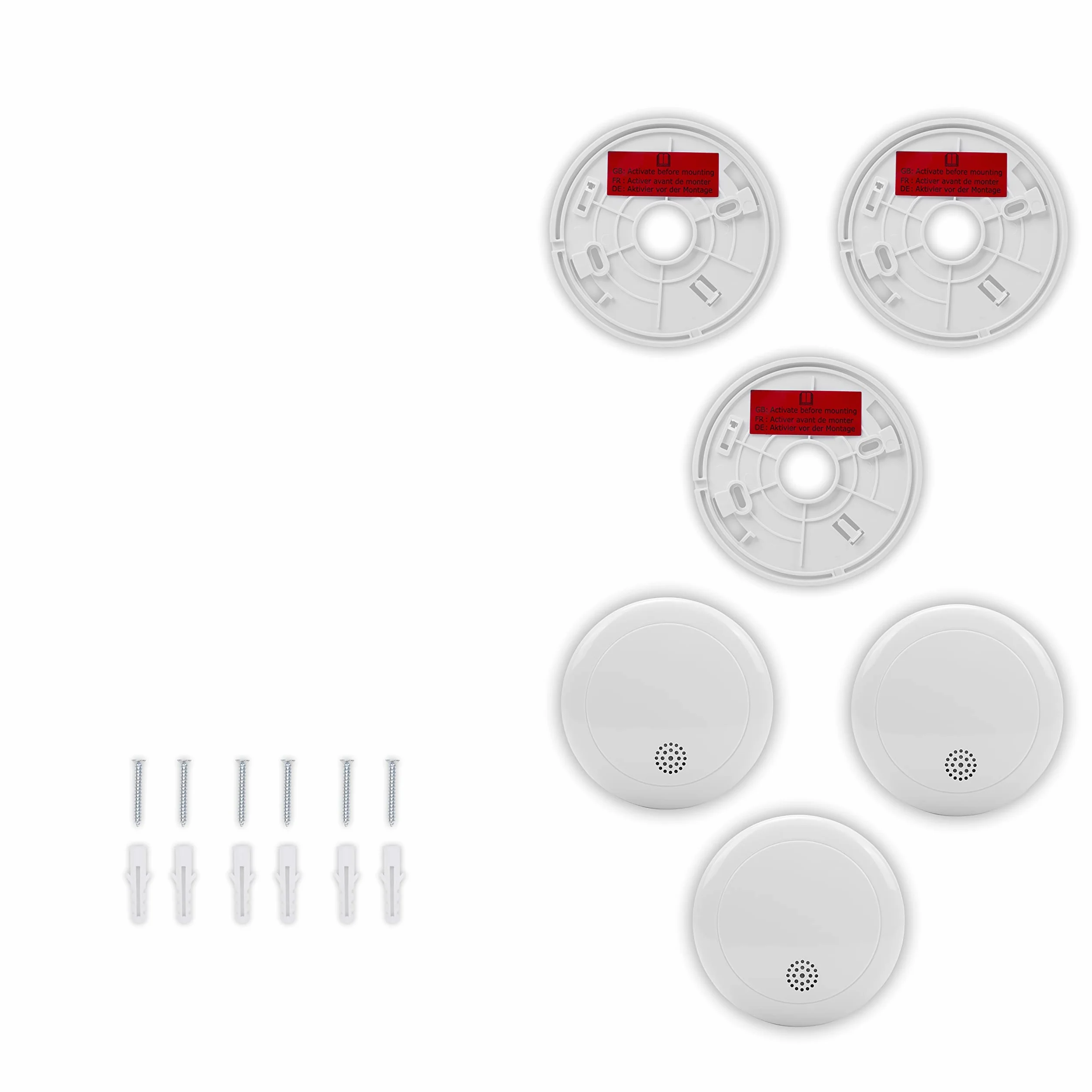 Smartwares 10.024.13 czujnik dymu z baterią, 3 V, biały, 3-częściowy zestaw