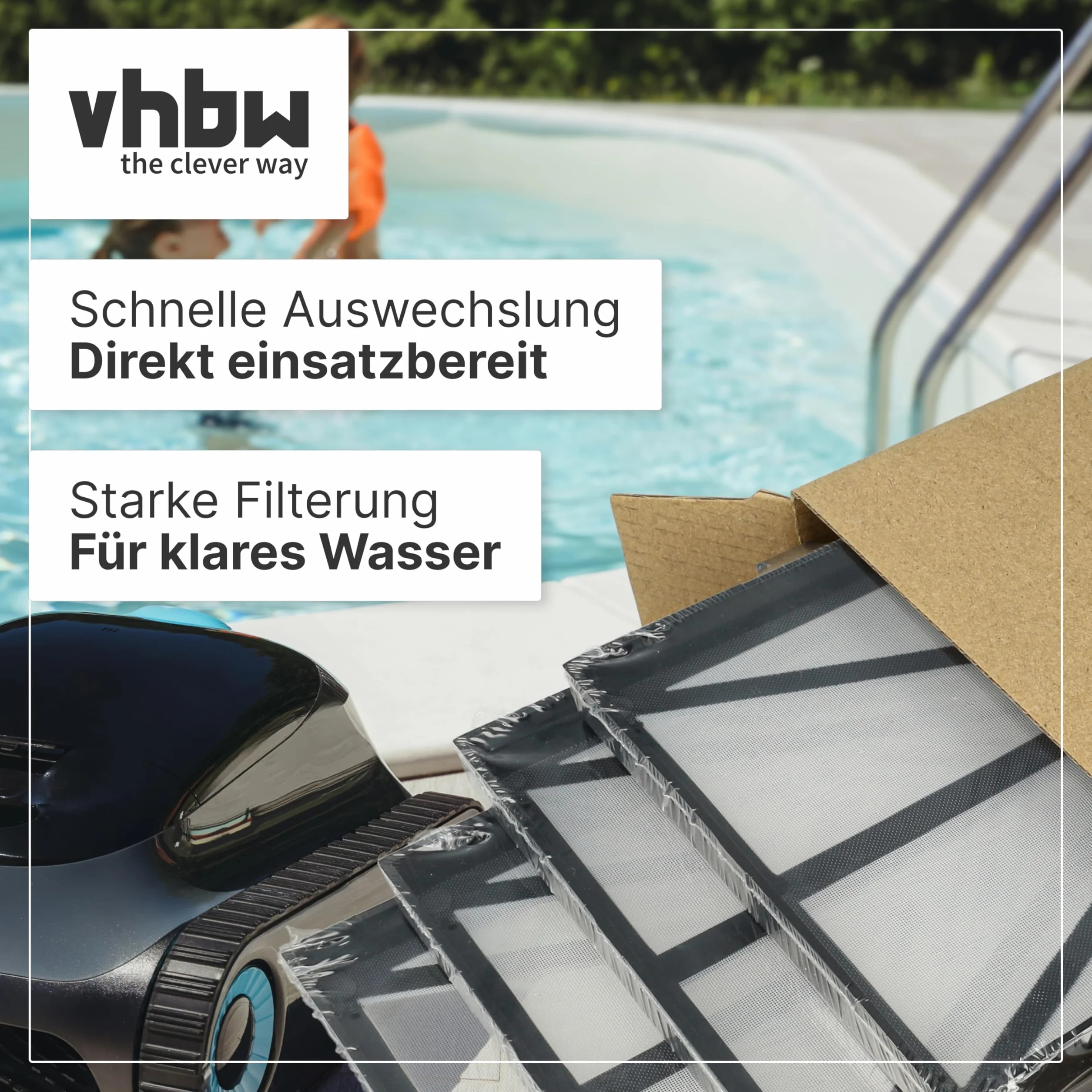 vhbw 4 filtry kompatybilne z Dolphin Thunder 30, Triton odkurzacz, środek do czyszczenia basenu, wkładki, 27,2 x 13,1 x 1,3 cm