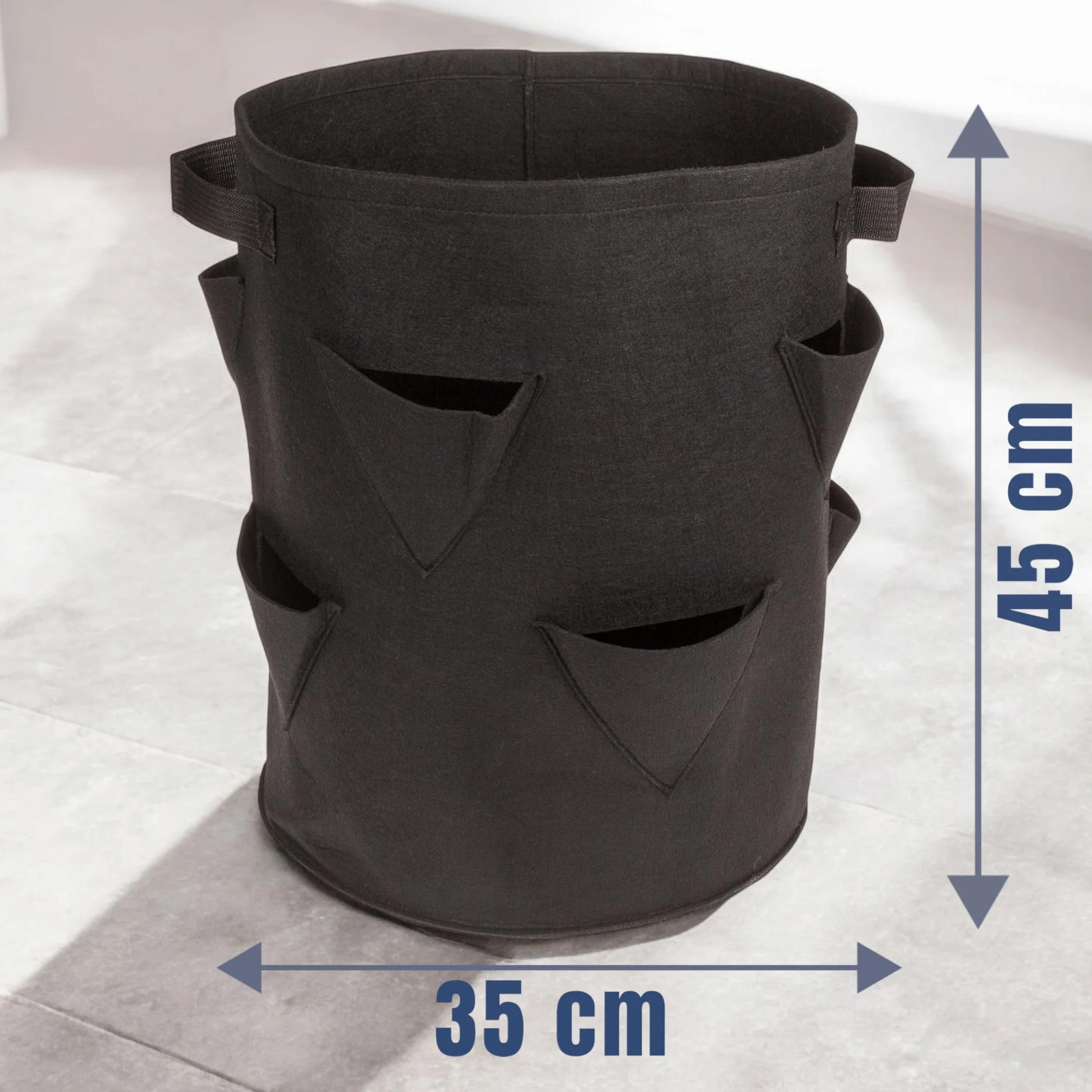 MIJOMA Zestaw 3 worków na rośliny truskawkowe z 8 kieszeniami na rośliny – 35 x 42 cm, oddychający filc, wielokrotnego użytku, 3 kolory (czerwony, zielony, czarny)