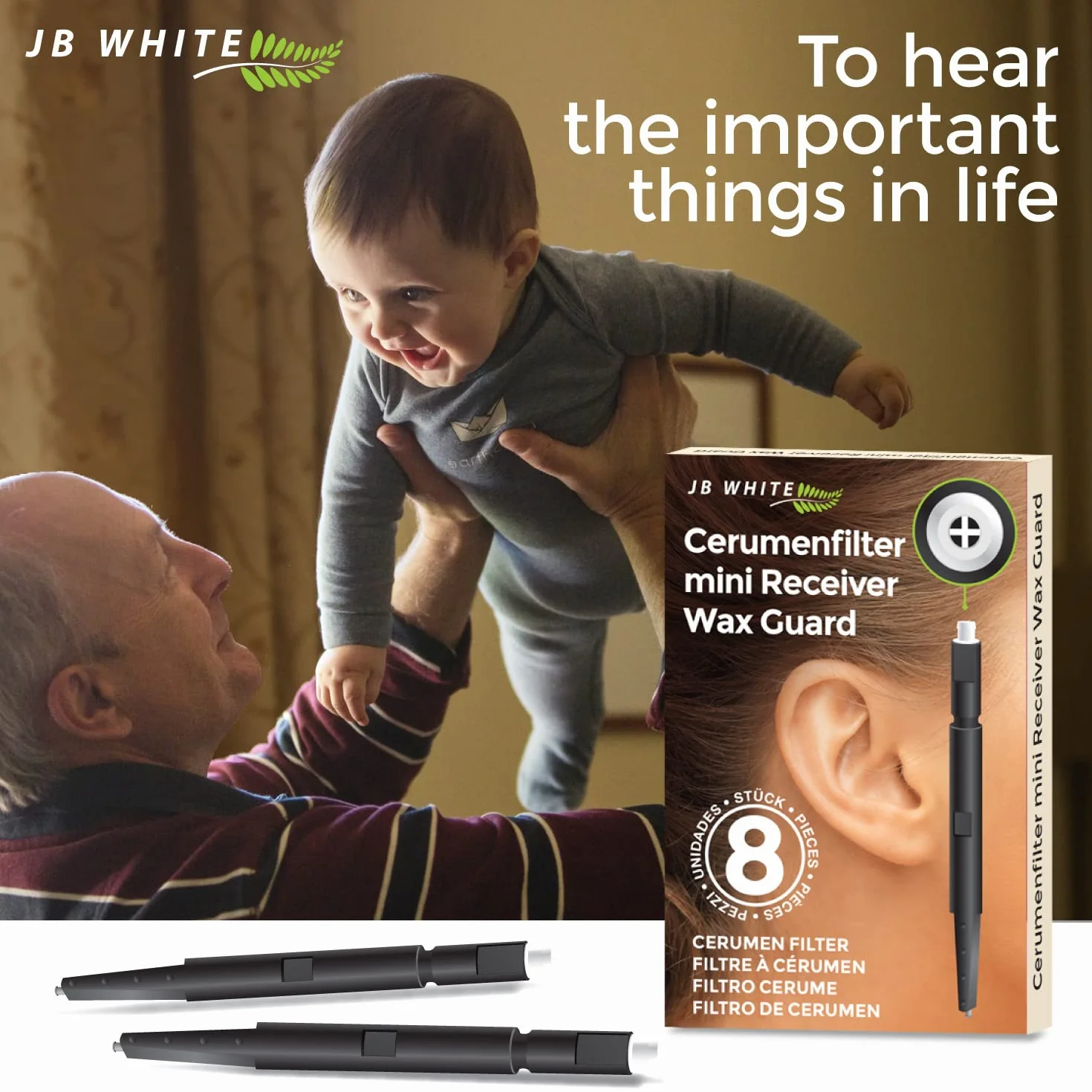 JB White 8 filtrów do uszu Mini-R WaxGuard kompatybilnych z aparatami do słuchu Signia Silk, słuchawkami Signia Ex oraz mini odbiornikami i mini odbiornikami 2.0 - zastępcze filtry do aparatów