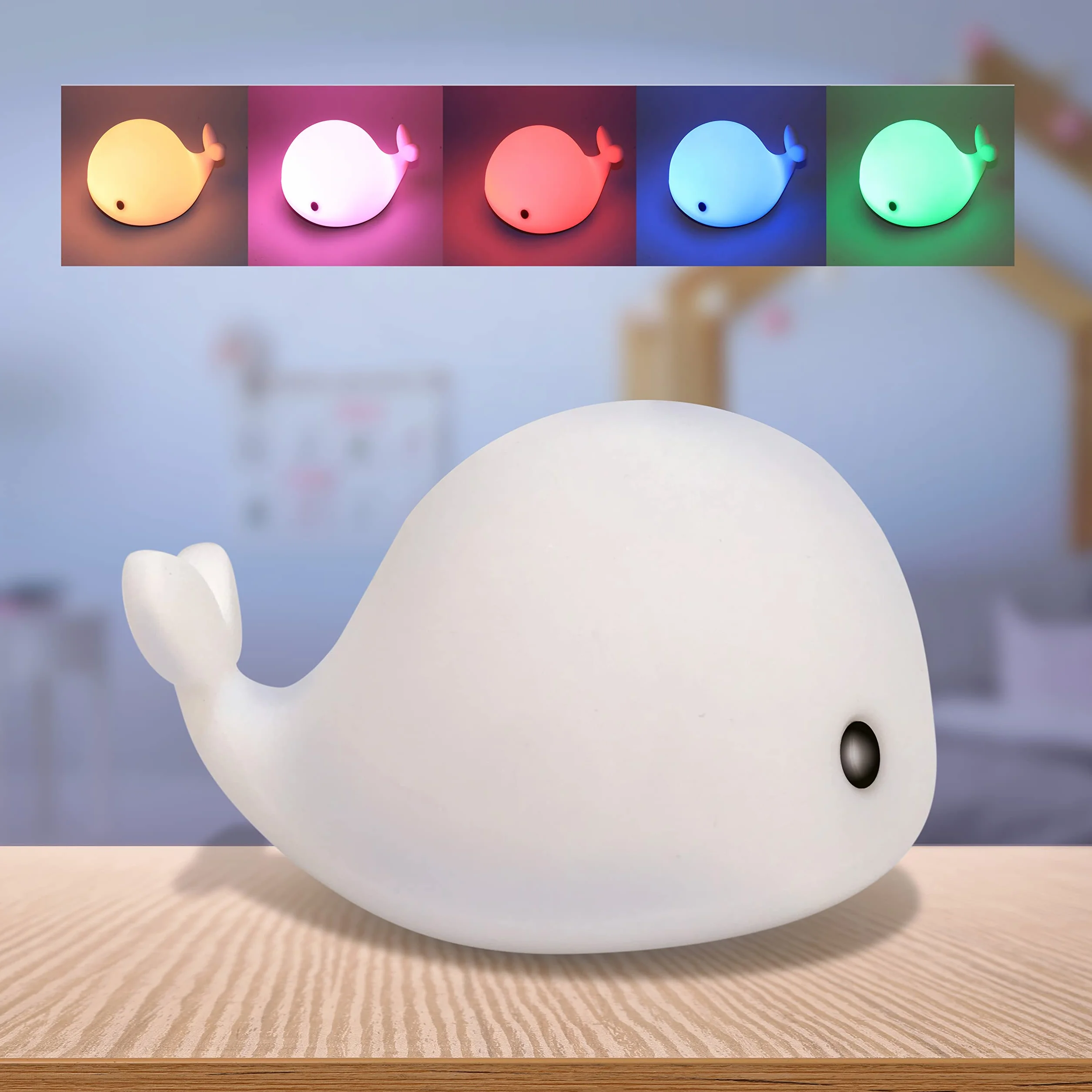 X4-LIFE Lampka nocna LED wieloryb z akumulatorem | 7 różnych kolorów z timerem | w zestawie akumulator i kabel micro USB | łatwa obsługa dla dzieci