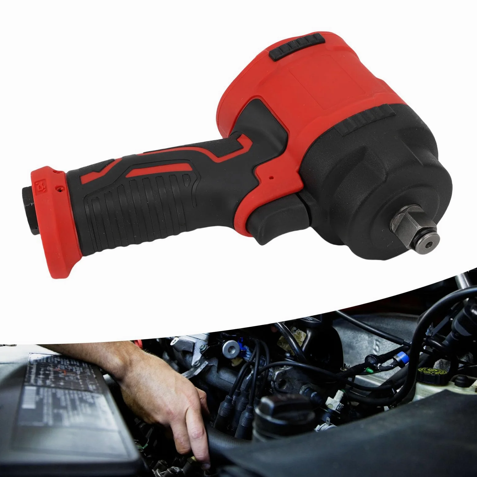VGEBY Pneumatyczny Klucz Udarowy Pneumatyczne Narzędzie Elektryczne z Napędem 1 2 Cali 1200 Nm 10000 Obr./min Lekka Obudowa Kompozytowa o Wadze 1,3 Kg dla Mechaników Zajmujących się Usuwaniem Opon