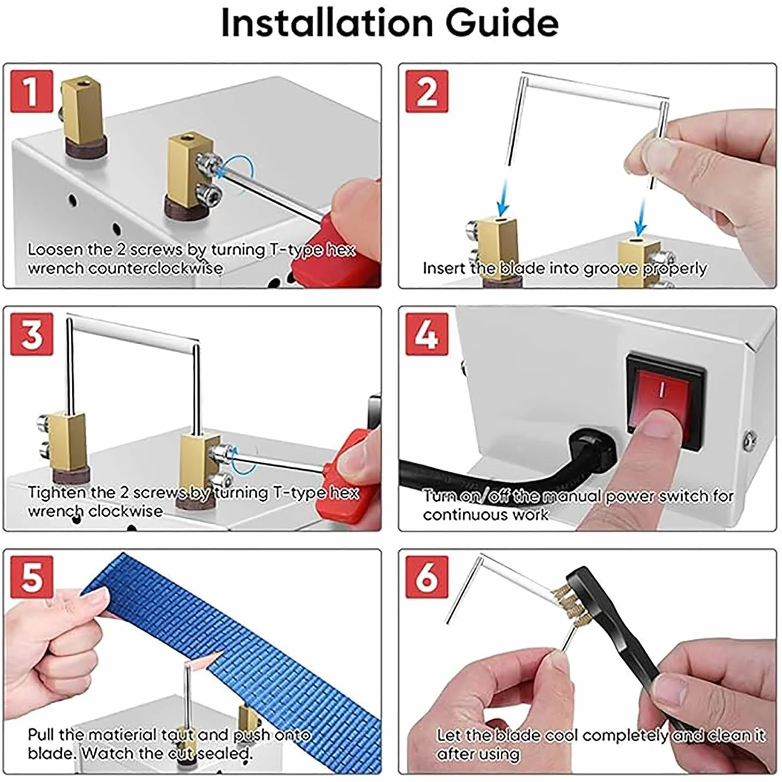 Electric Rope Cutter, Rope Cutter Hot Knife Rope Cutting, 0-800℃ Temperature Contro, 45W Hot Knife Rope Cutting Machine, Ideal for Ribbon, Foam, Webbing, Belting
