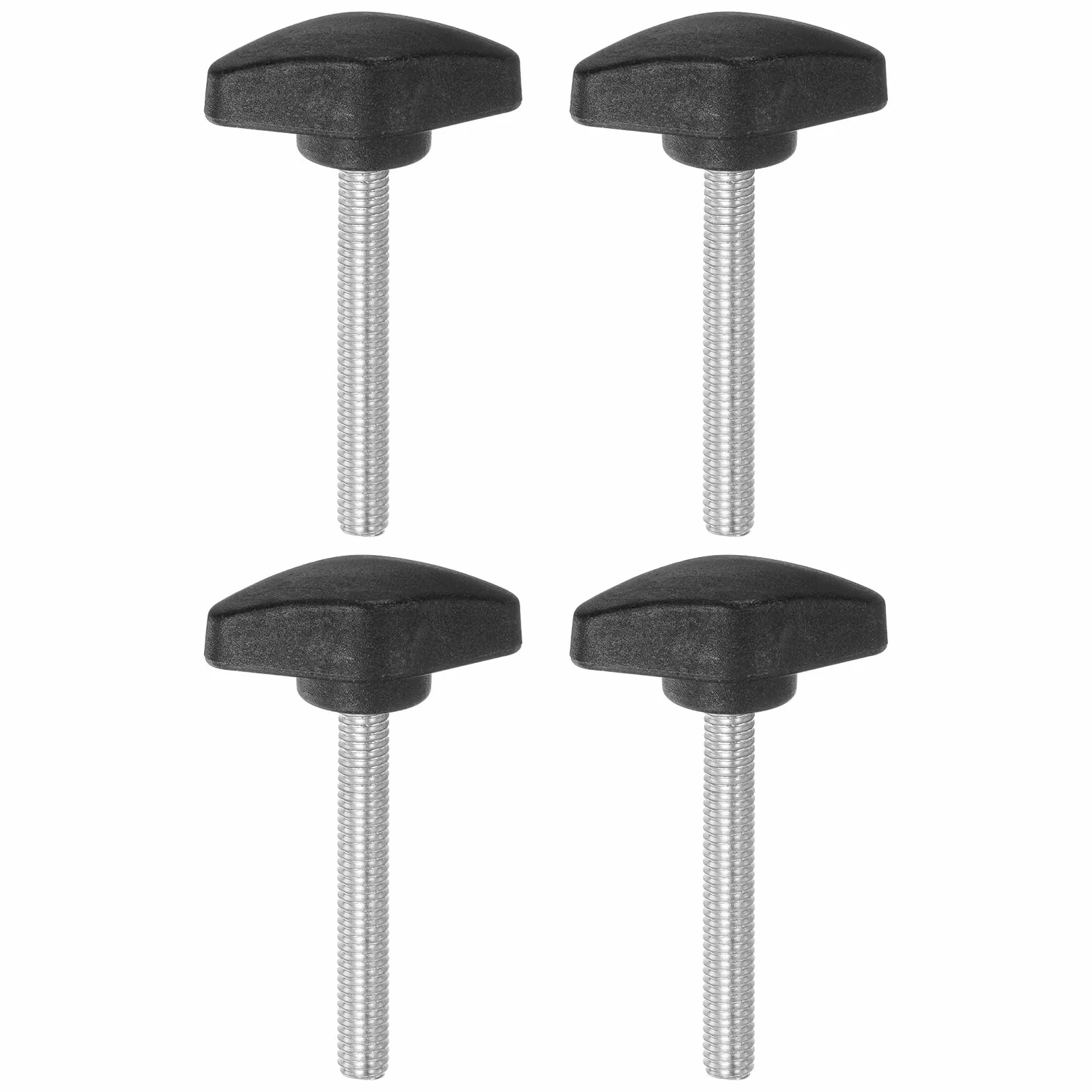 QUARKZMAN 4 sztuki gałek motylkowych T, śruby radełkowane, M6 x 50 mm, standardowy gwint zewnętrzny, guziki T z tworzywa sztucznego, uchwyty, gałki zaciskowe, uchwyt śruby radełkowane, czarne