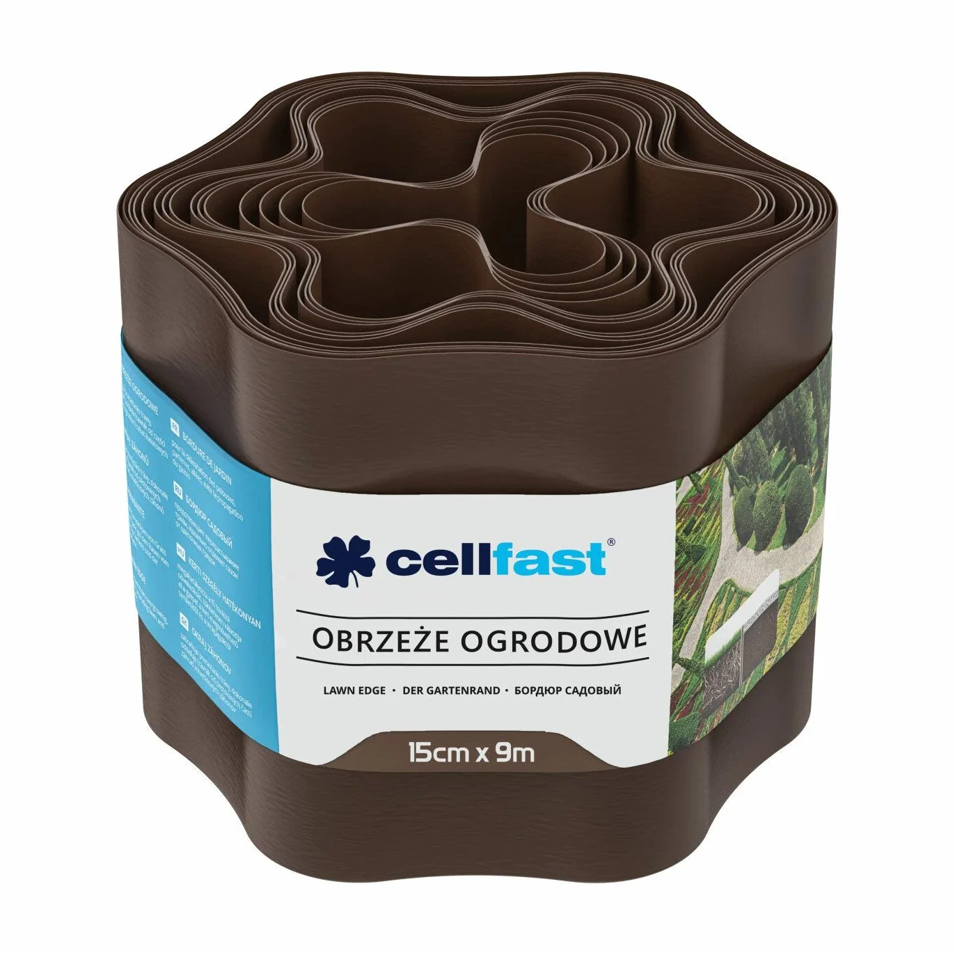 Cellfast Obrzeże Trawnika - Obrzeże Ogrodowe - Wodoodporne i Elastyczne - Faliste - 15 cm x 9 m Brązowe