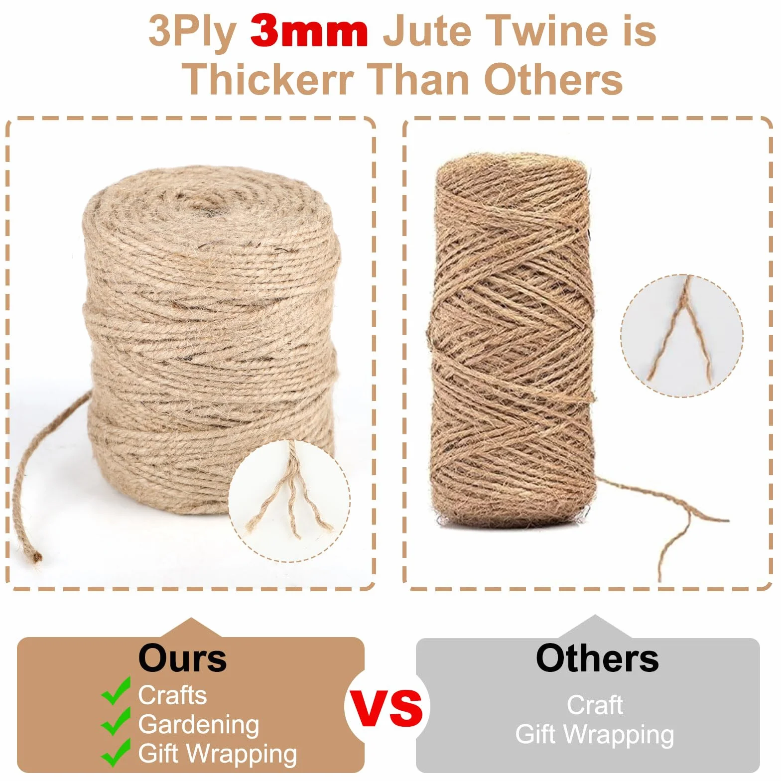 Sznurek jutowy 4 mm 60 m rolka naturalny do ogrodu i rzemiosła