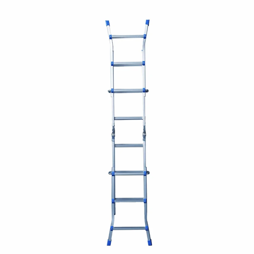 Wielofunkcyjna drabina 4 x 4 aluminium 1,4 mm srebrna stabilna, antypoślizgowa, elastyczna, nie zajmuje dużo miejsca