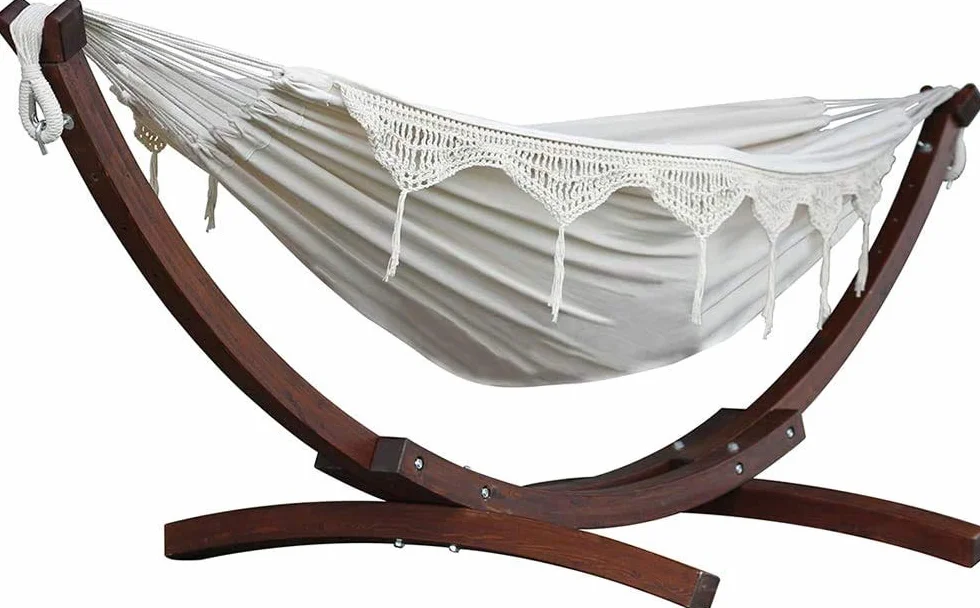Vivere Hamak Brązowy Biały 254 x 117 x 104 cm