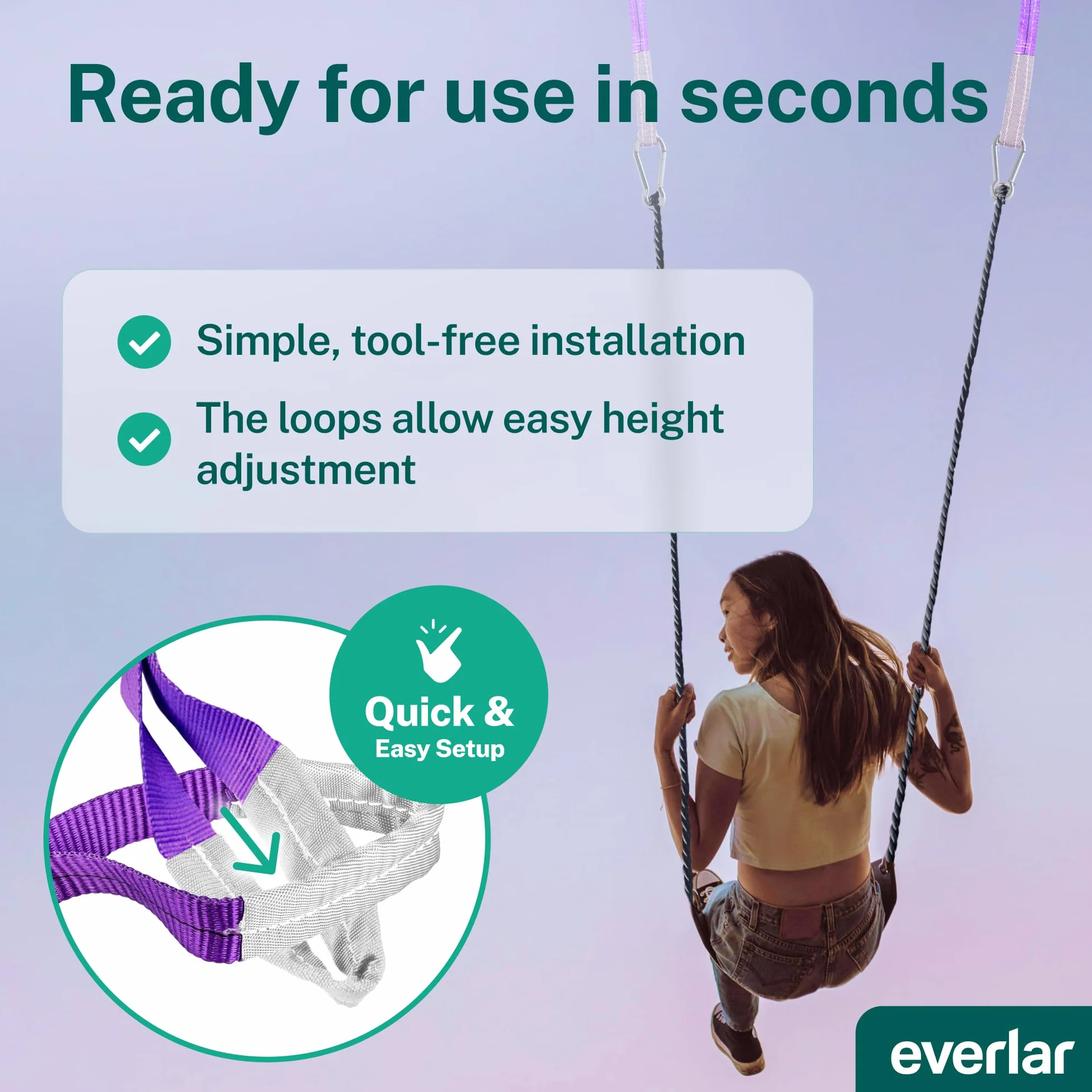 EverStraps uchwyt na huśtawkę 2 x 1000 kg 1 m pas drzewny