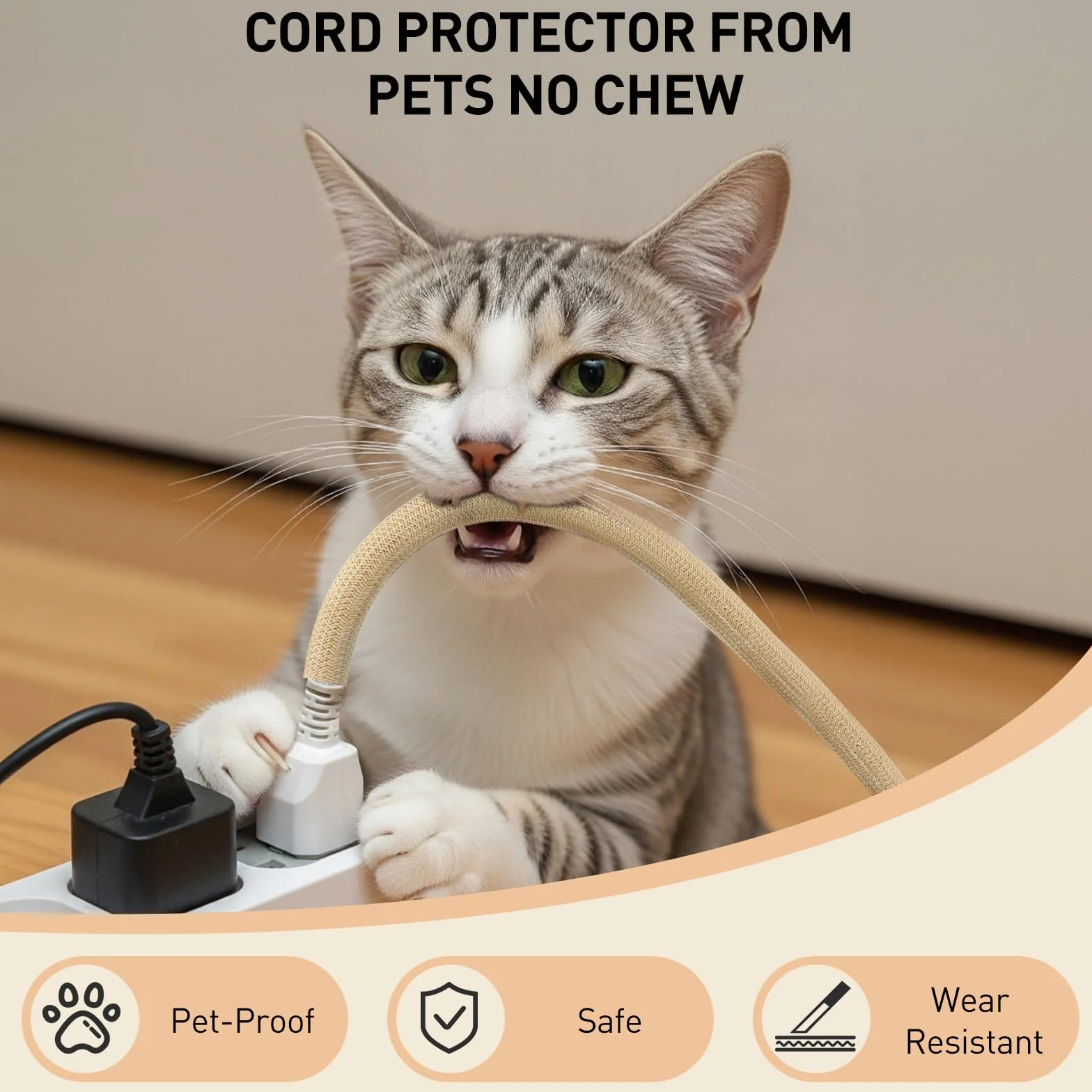 AGPTEK Pokrowiec na kable, organizer, biurko, 3 m – 2 cm, domowe biuro, do zarządzania przewodami, do komputera, TV, ochrona przed zwierzętami, ochrona przed żuciem przez kota, psa, brązowy (wood)