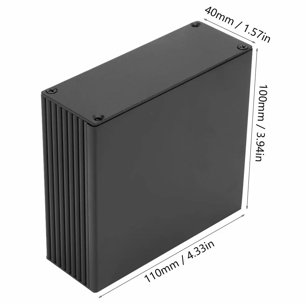 Aluminiowa puszka projektowa, DIY skrzynka przyłączeniowa, skrzynka elektryczna, skrzynka elektroniczna, skrzynka chłodząca obudowa karty obwodowej 40 x 100 x 110 mm czarna