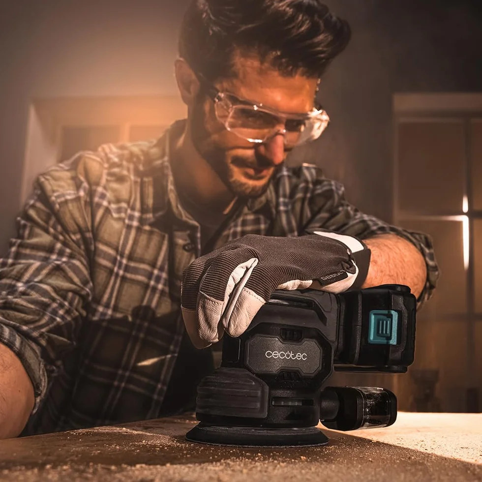 Cecotec Szlifierka rotorbitalna na baterię 21 V i 2000 mAh PerfectSurface 2120 Rotate. 13000rpm, 12 części zamiennych, zbiornik na kurz, podłączenie do odkurzacza, podwójny ruch mimośrodowy, 26000