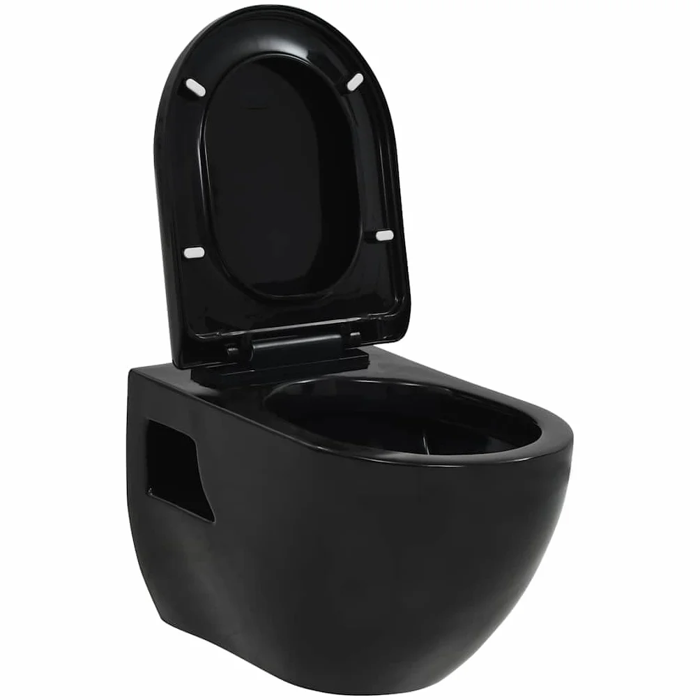 vidaXL Toaleta wisząca, ceramiczna, czarna
