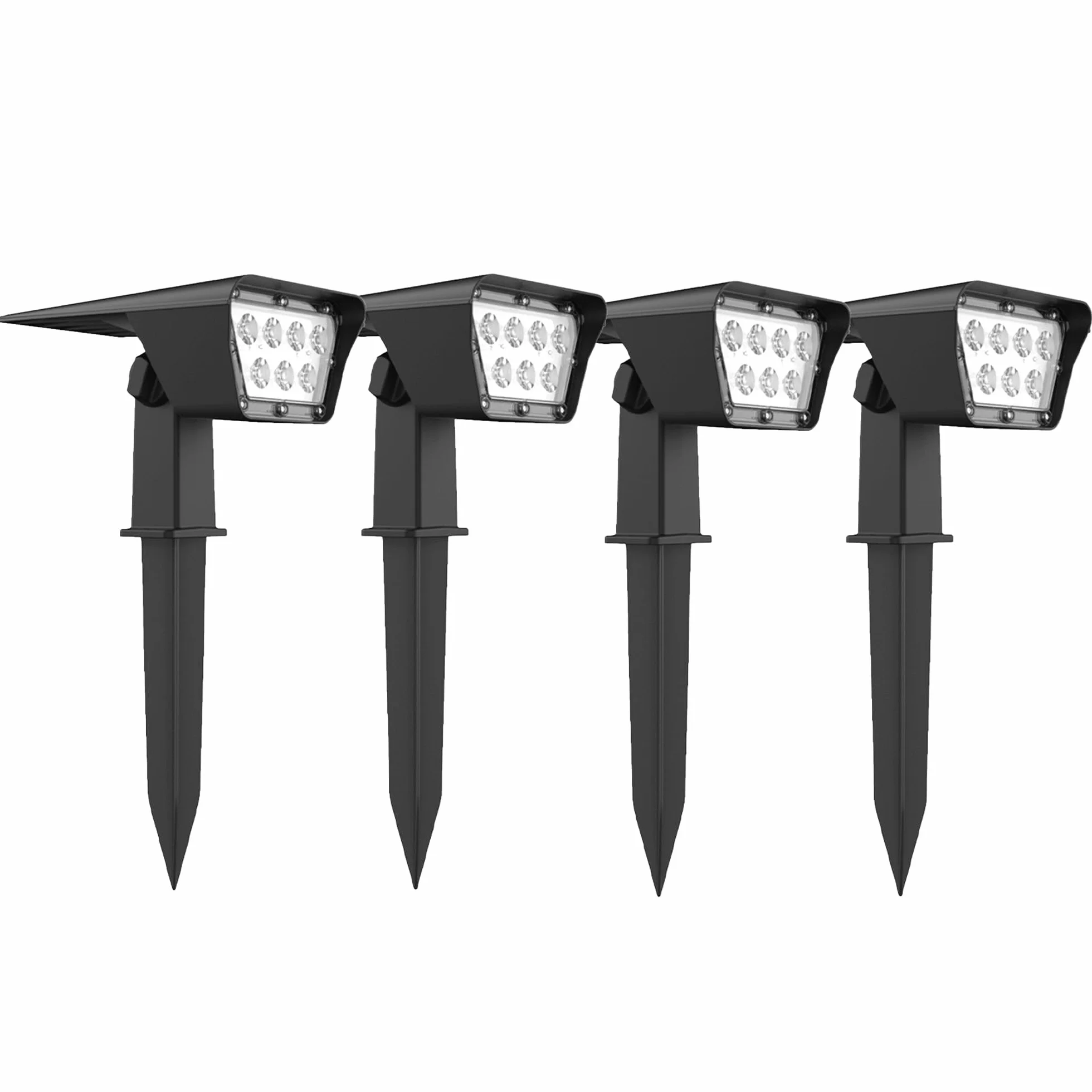Lumisky Zestaw 4 reflektorów solarnych 2 w 1, do montażu prostokątnego, wydajnego ściemniania LED CURTIS, 31,5 cm, 4 sztuki w zestawie