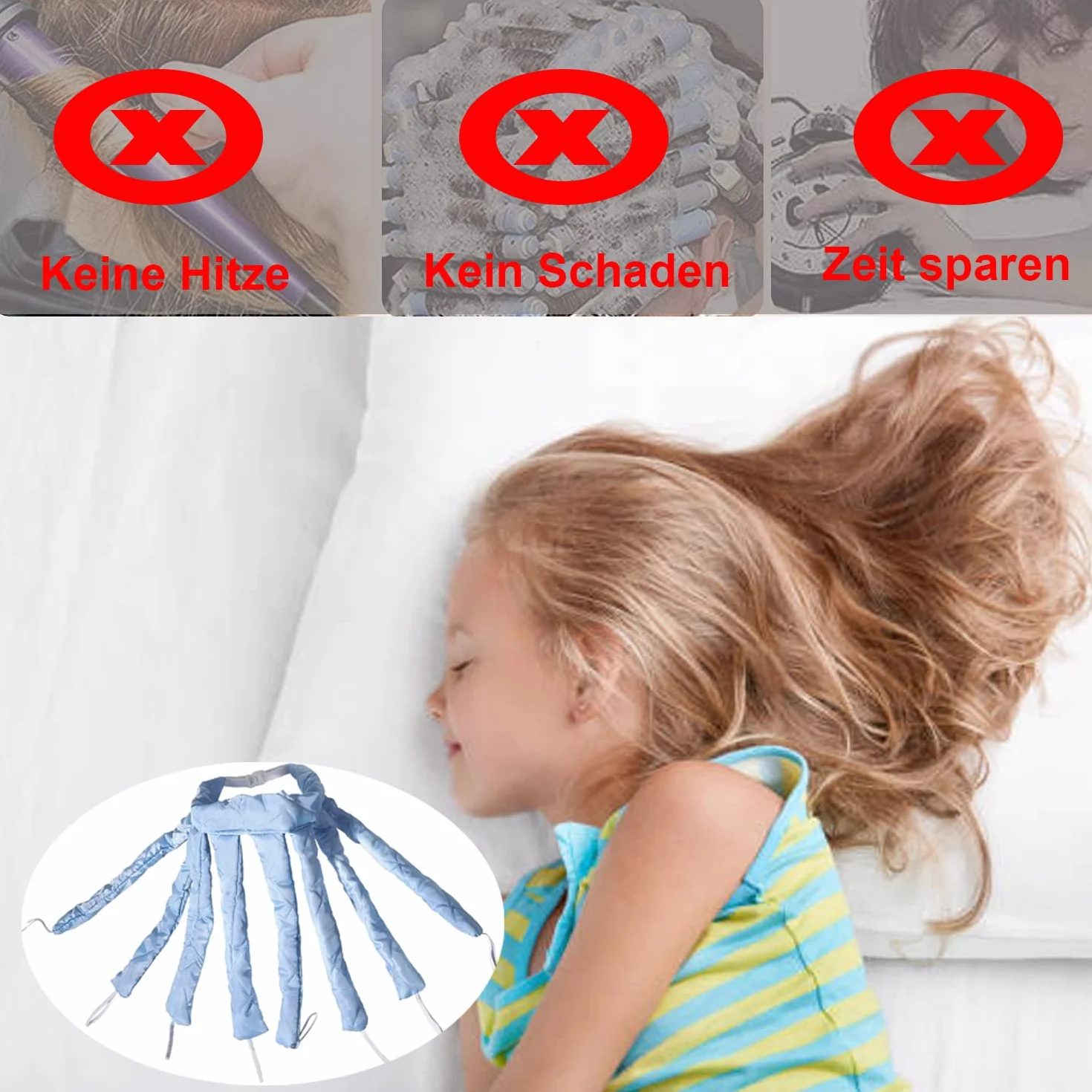 Heatless Curlers opaska na głowę, ośmiornica, lokówka do włosów na noc, bez wysokiej temperatury, do długich i średnich włosów, jedwabna taśma, miękka opaska na czoło, falowane narzędzia dla kobiet i
