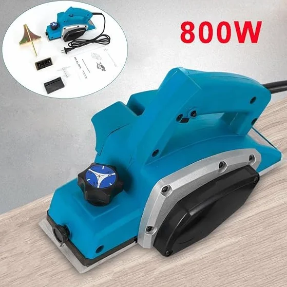 Strug elektryczny, 800 W, precyzyjne cięcie, głębokość cięcia do 1 mm, szerokość strugania 82 mm, z prowadnicą V, dla stolarzy, nadaje się do szlifowania i cięcia drewna
